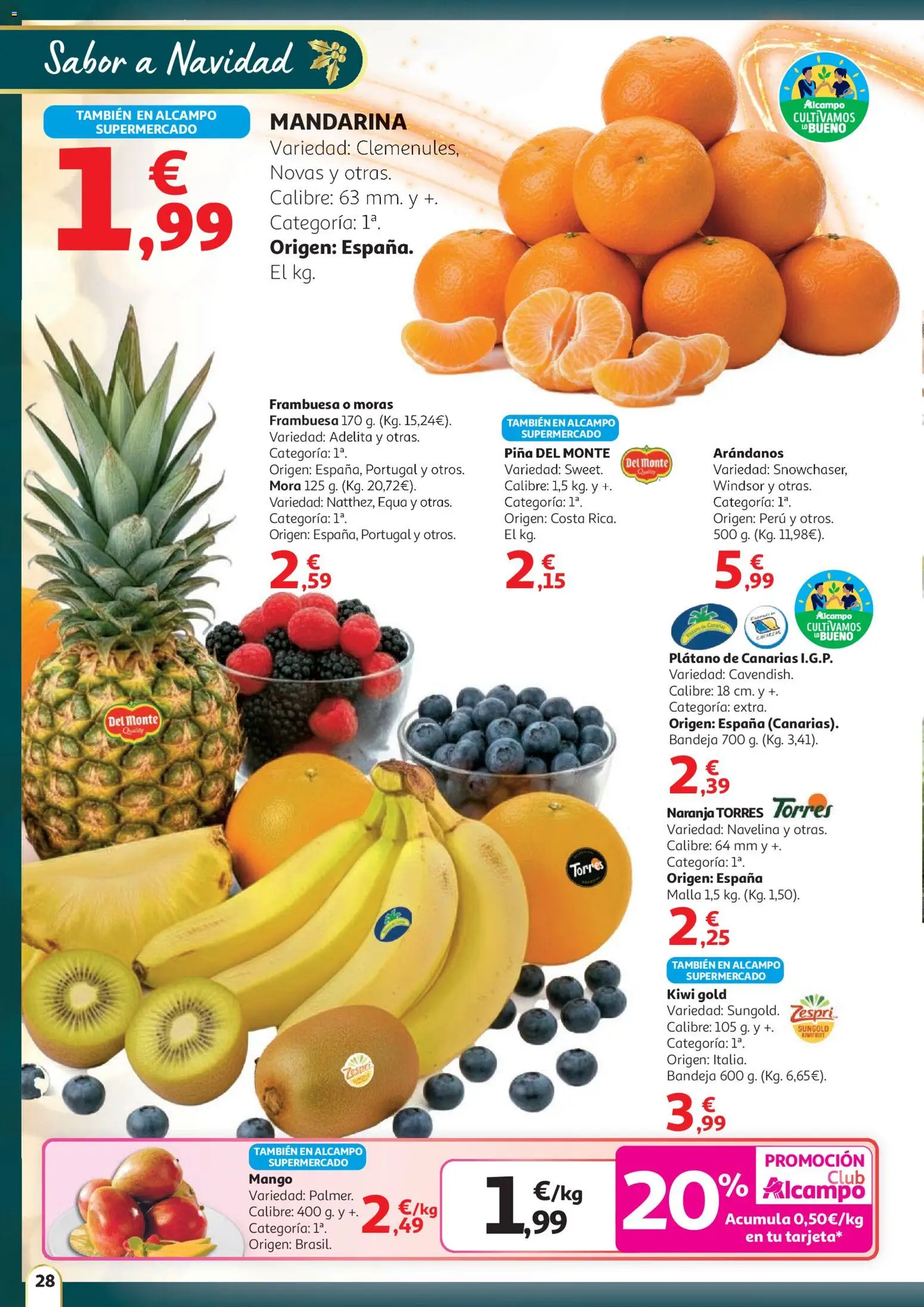 Alcampo - HG Unico │ válido desde el 11.12.2025 | Página: 28 | Productos: Piña, Kiwi, Ρούτερ, Bandeja