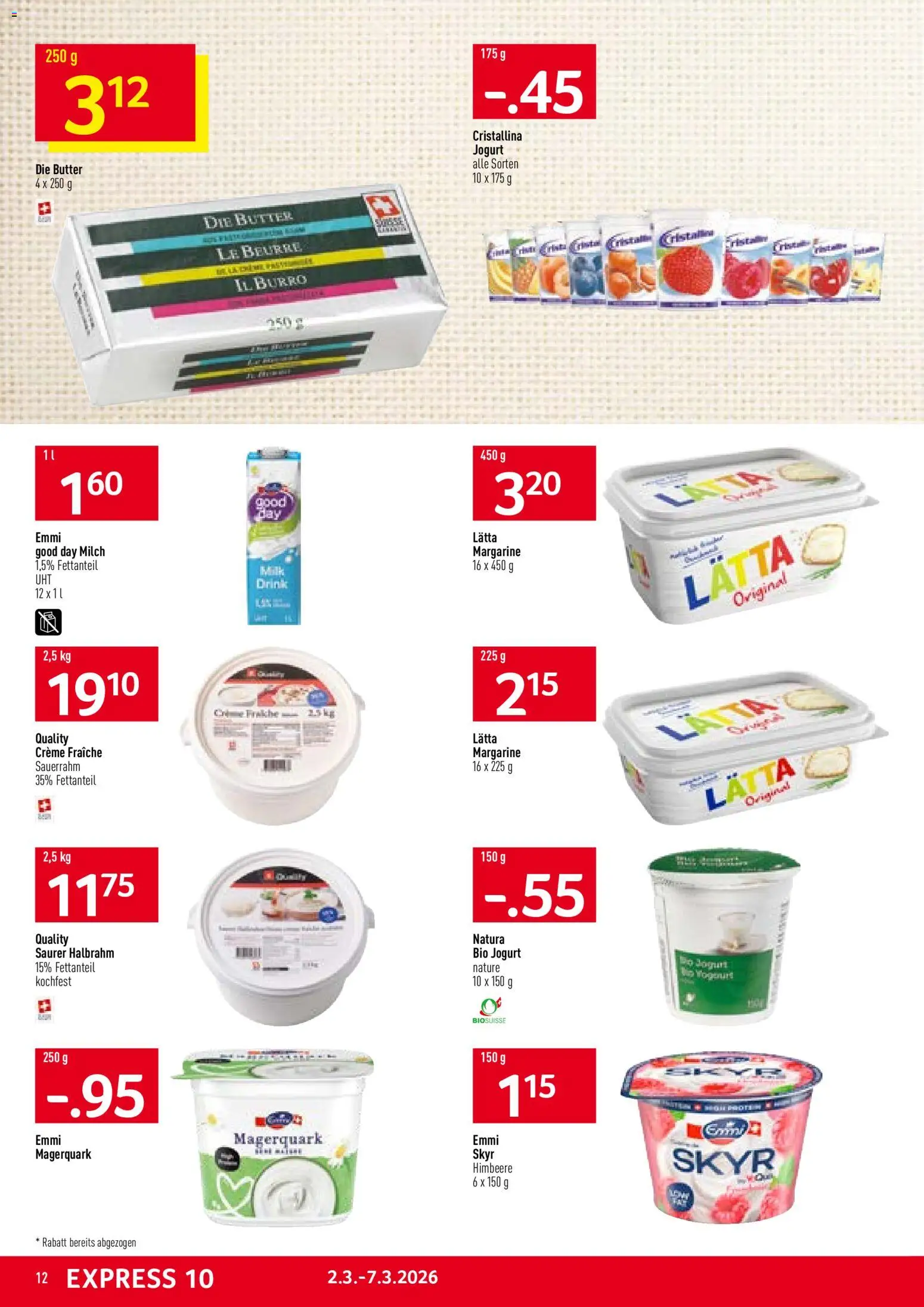 Prodega Aktionen – gültig ab 02.03.2026 | Seite: 12 | Produkte: Milch, Saurer Halbrahm, Himbeere, Creme