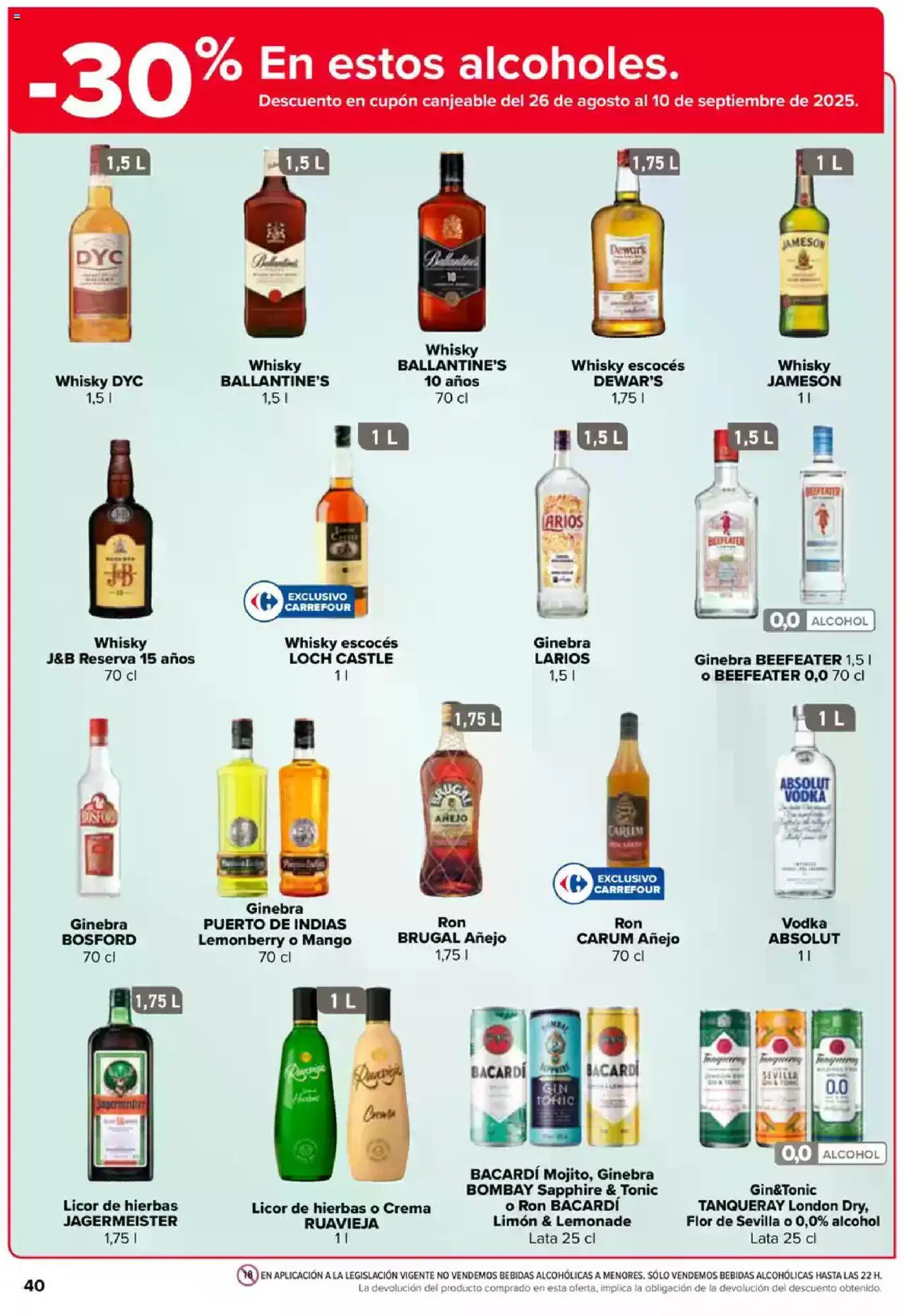 Carrefour folleto │ válido desde el 08.08.2025 | Página: 44 | Productos: Ron, Ginebra, Crema, Ρούτερ