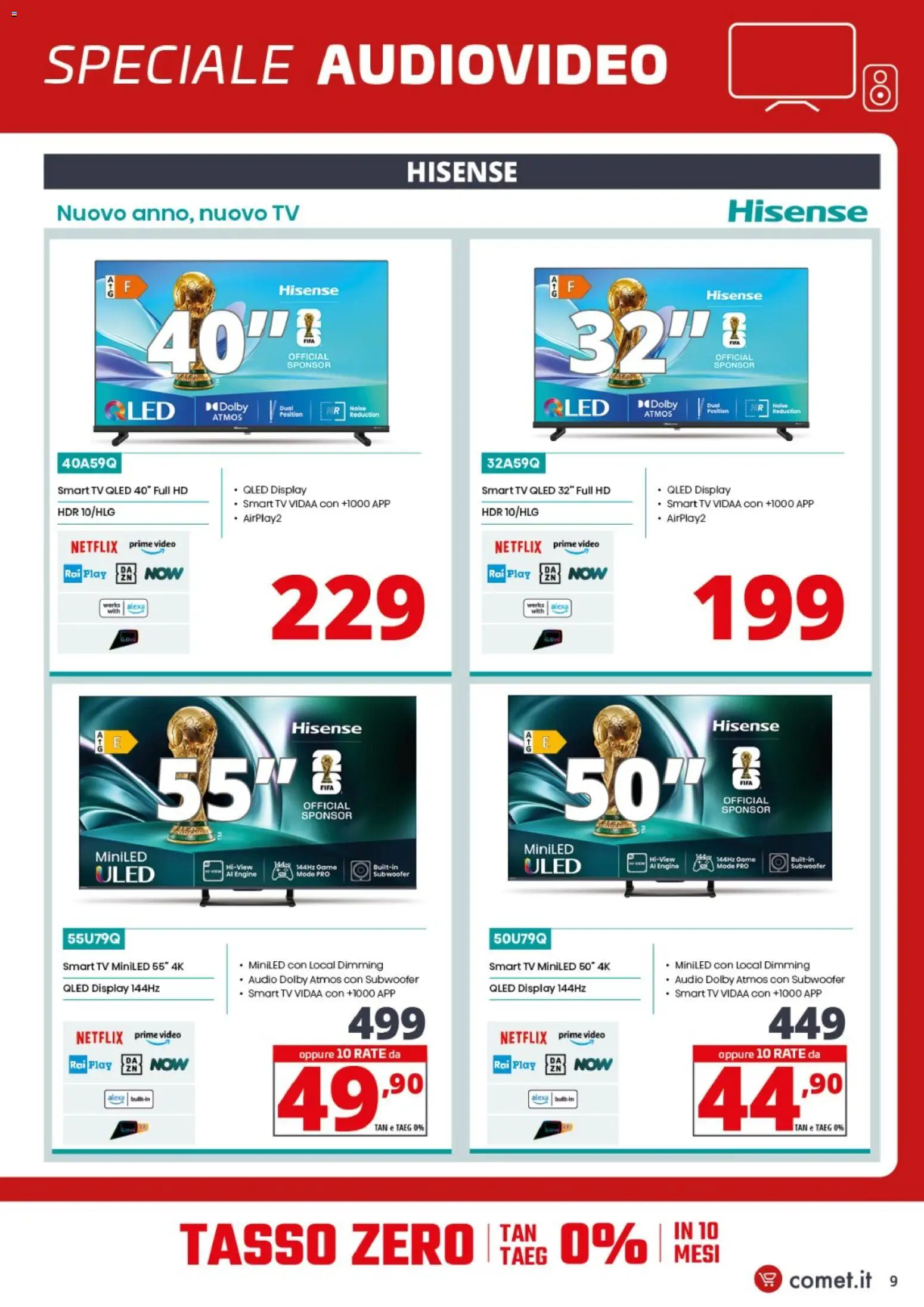 Volantino Comet del 29.01.2026 | Pagina: 9 | Prodotti: smart TV, TV, Video, Audio
