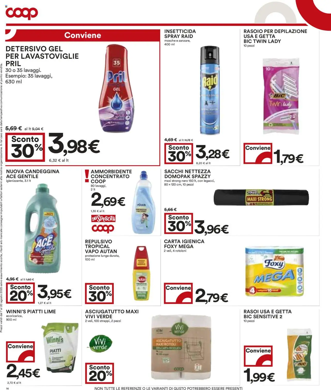 Volantino COOP del 07.08.2025 | Pagina: 14 | Prodotti: Ammorbidente, Lime, Data, Insetticida