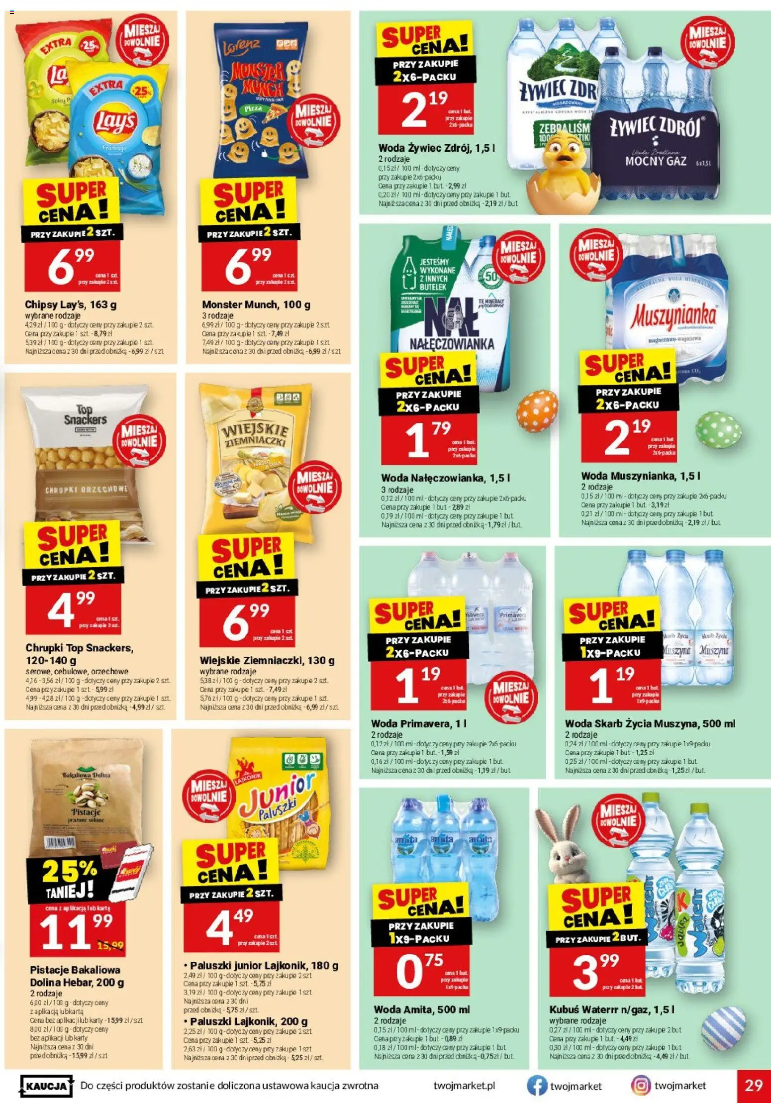 Twój Market gazetka od 25.03.2026 | Strona: 29 | Produkty: Chrupki, Muszynianka, Pizza, Woda
