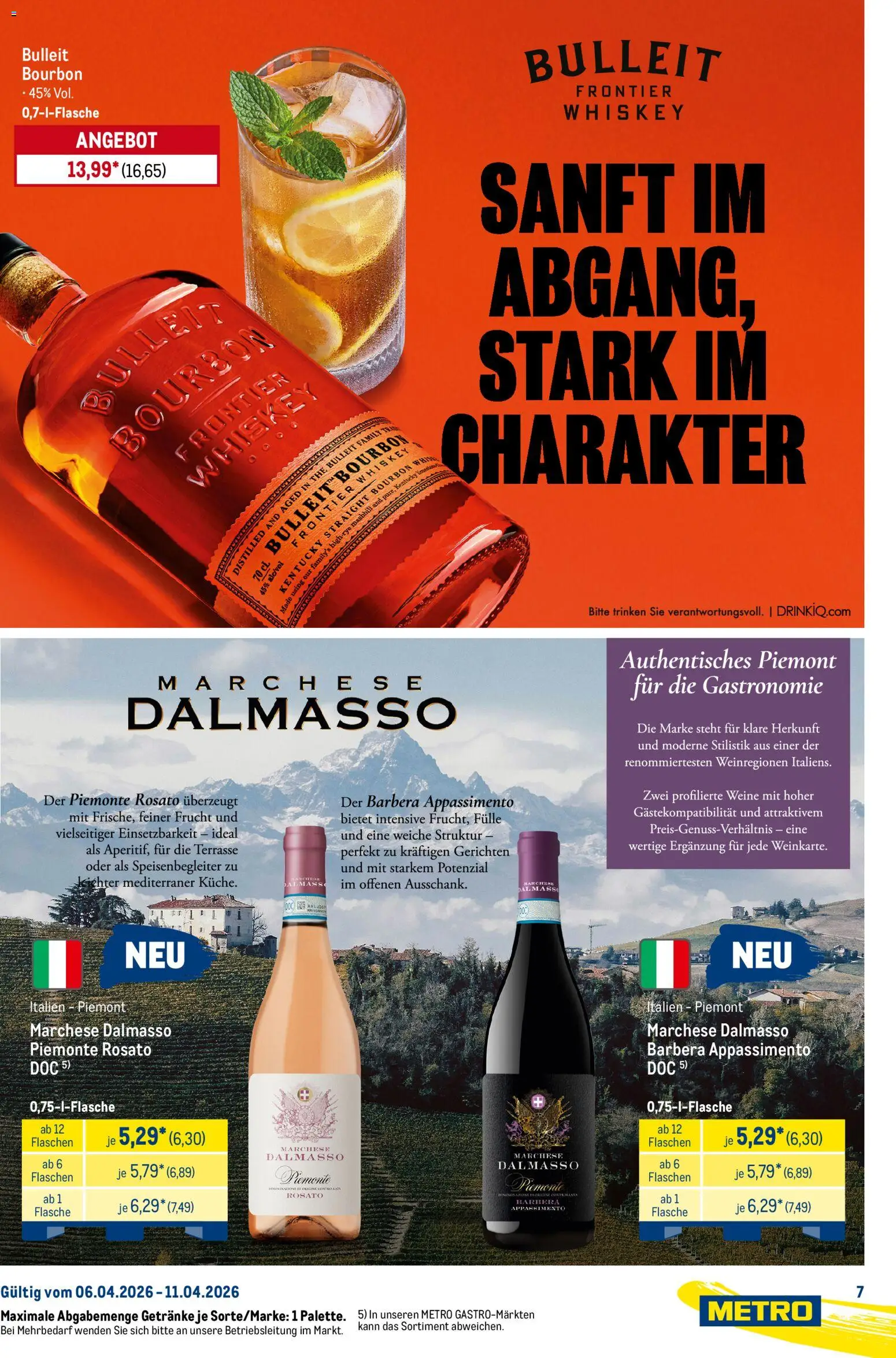 Metro Starke Marken – gültig ab 06.04.2026 | Seite: 7 | Produkte: Bourbon, Whiskey