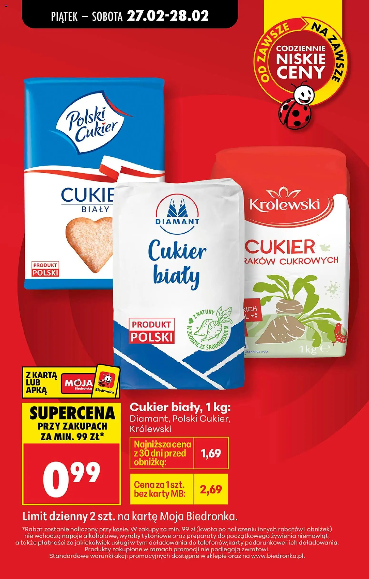 Biedronka gazetka tani weekend od 27.02.2026 | Strona: 4 | Produkty: Karta, Napoje, Cukier
