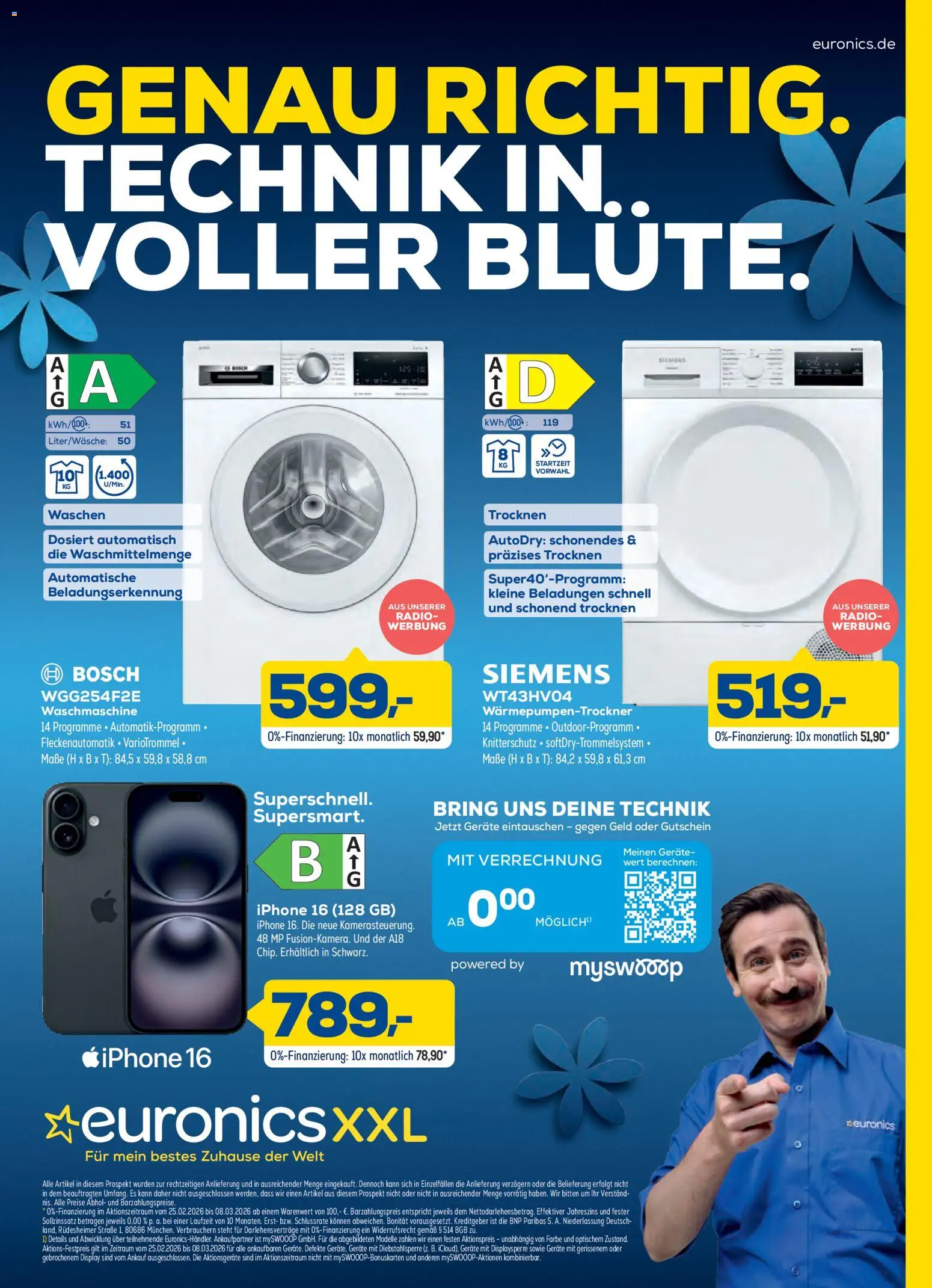 Euronics Prospekt 	 – gültig ab 25.02.2026 | Seite: 1 | Produkte: Bosch, Siemens, Waschmaschine, Radio