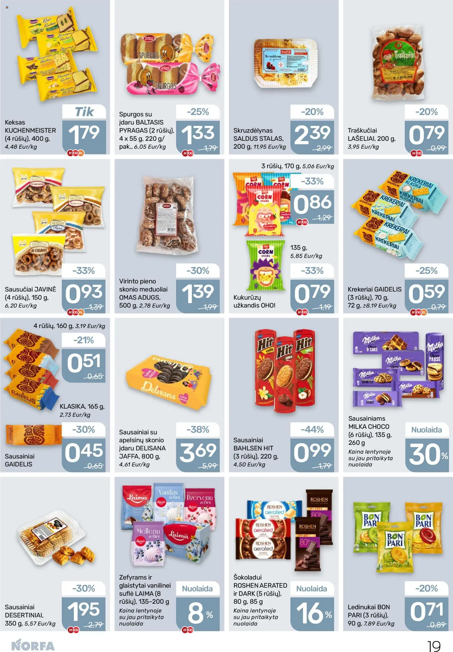 NORFA akcijos nuo 19.03.2026 | Puslapis: 19 | Prekių: Sausainiai, Ledinukai, Pyragas, Traškučiai