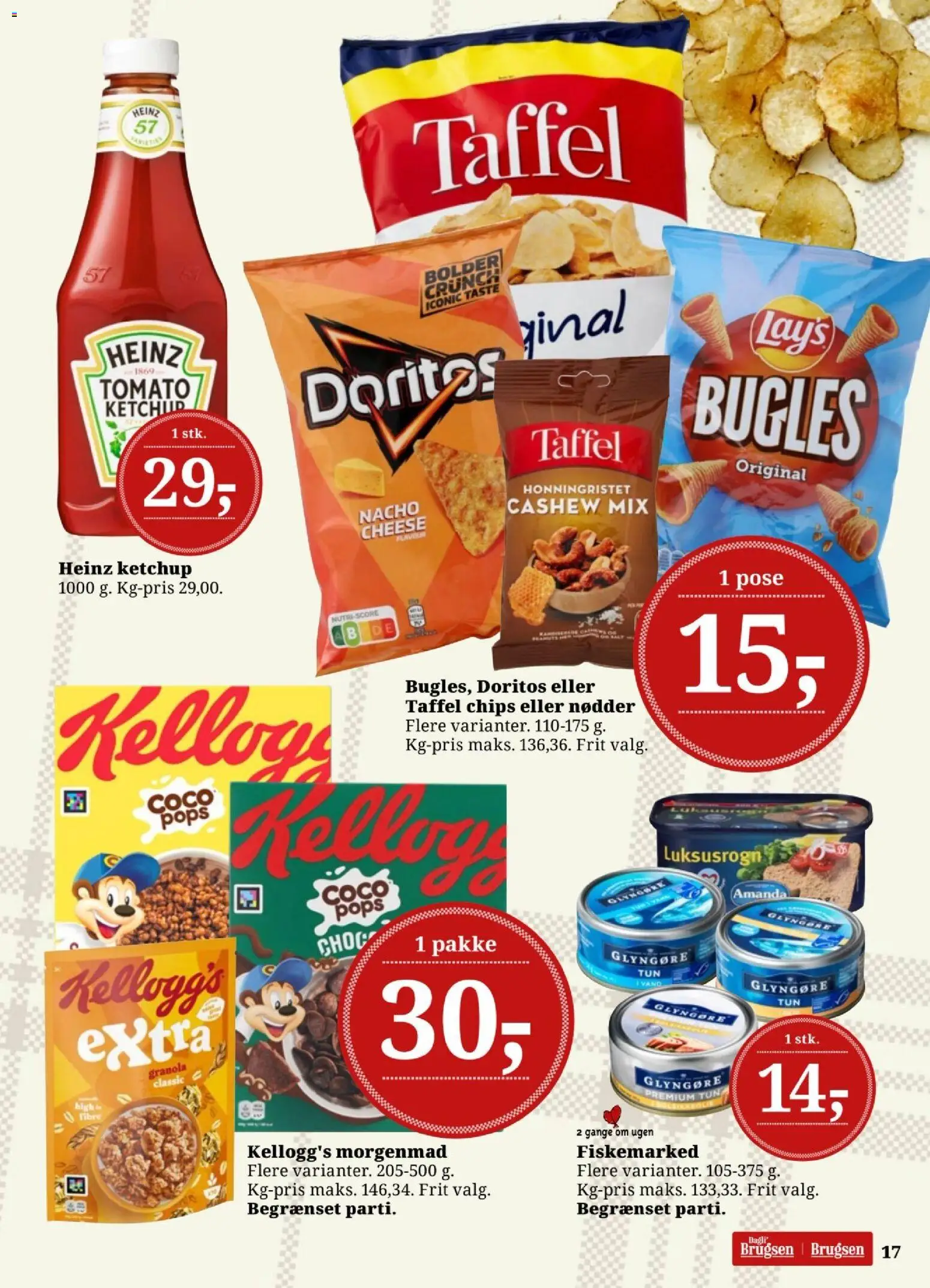 Dagli'Brugsen tilbudsavis – gyldig fra 24.10.2025 | Side: 18 | Produkter: Chips, Ketchup, Nødder, Tun