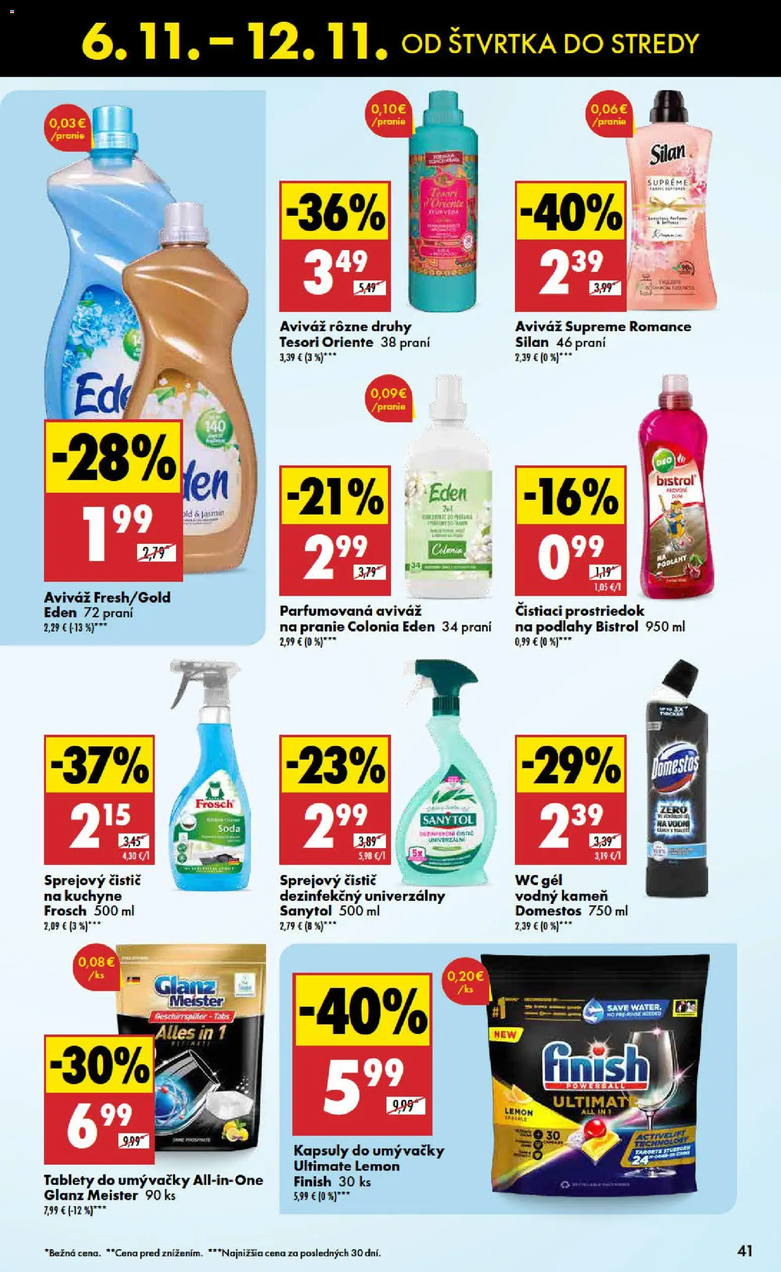 Nové Biedronka akcie – leták je platný od 06.11.2025 | Strana: 41 | Produkty: Sanytol, Silan, Čistiaci prostriedok, Domestos