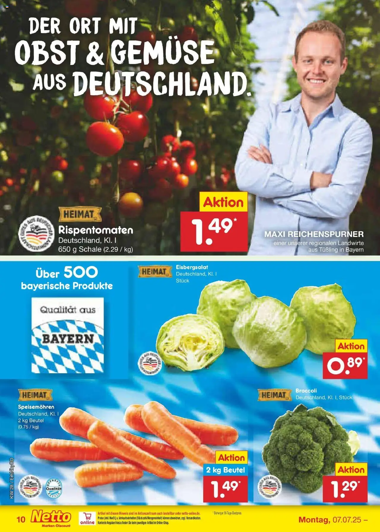 Netto Marken-Discount prospekt Ergolding	 - gültig ab dem 07.07.2025 | Seite: 12 | Produkte: Eisbergsalat, Gemüse, Obst