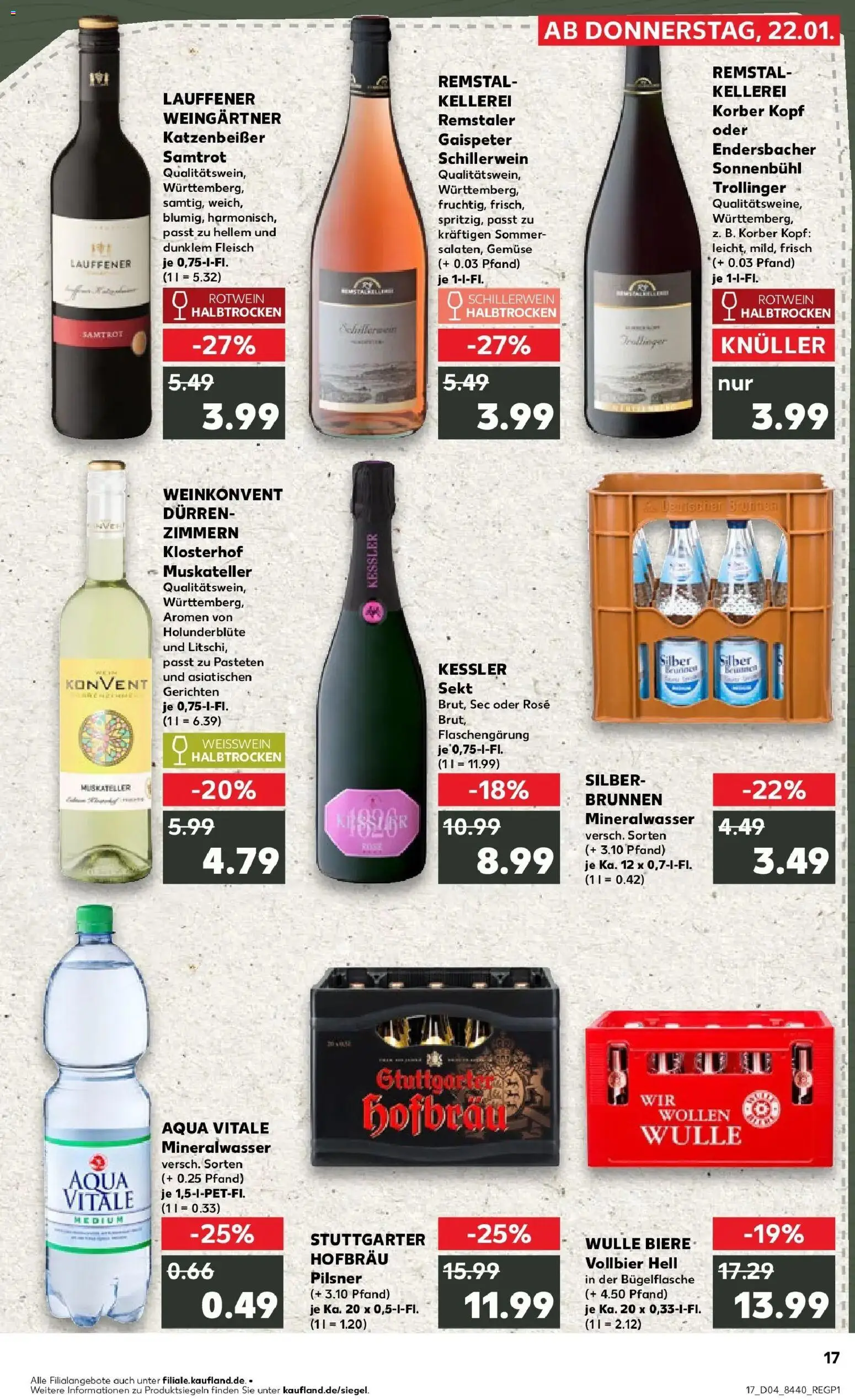 Kaufland prospekt Göppingen	 – gültig ab 22.01.2026 | Seite: 17 | Produkte: Rotwein, Rotwein halbtrocken, Gemüse, Fleisch