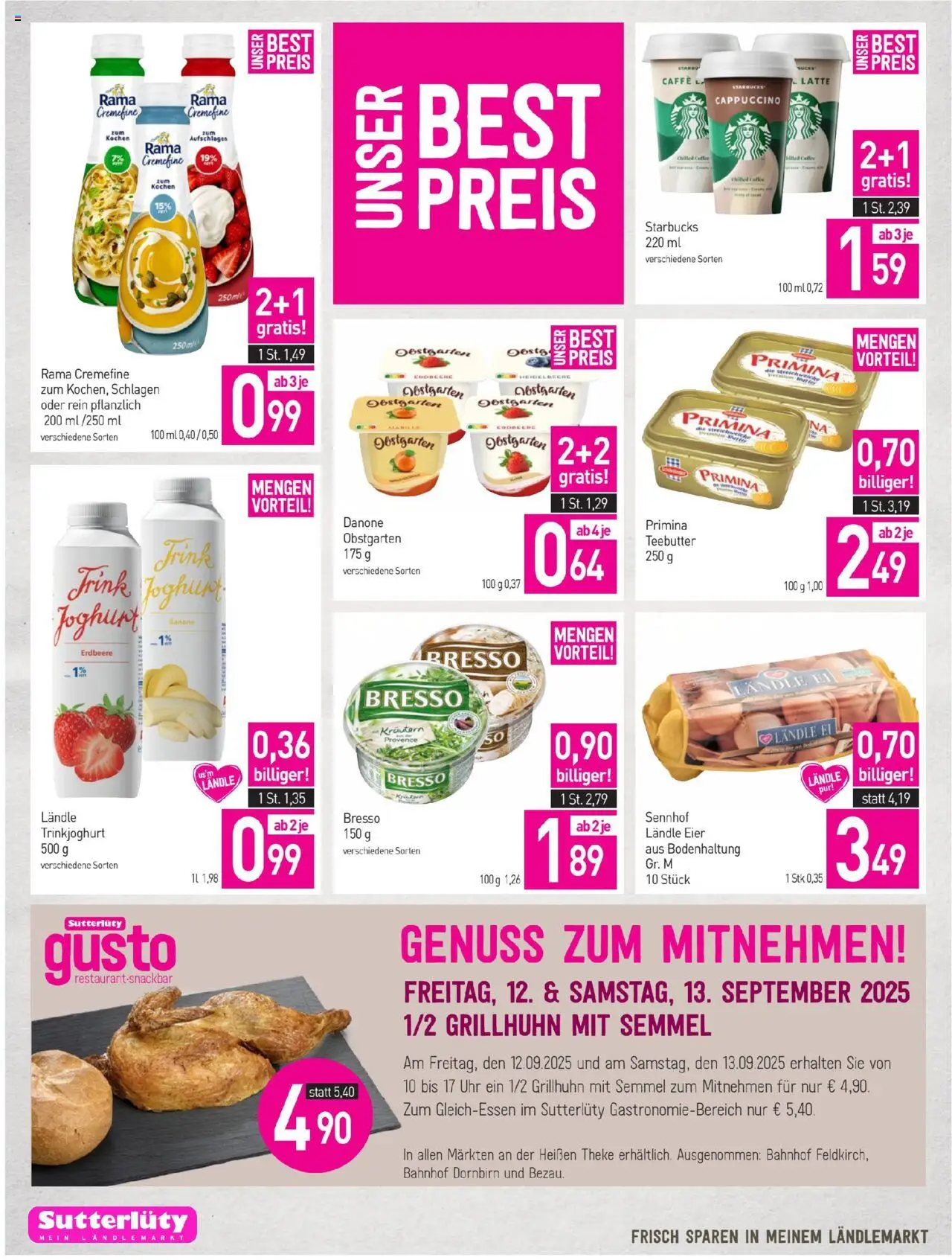 Sutterlüty Flugblatt gültig ab 11.09.2025 | Seite: 4 | Produkte: Uhr, Joghurt, Eier