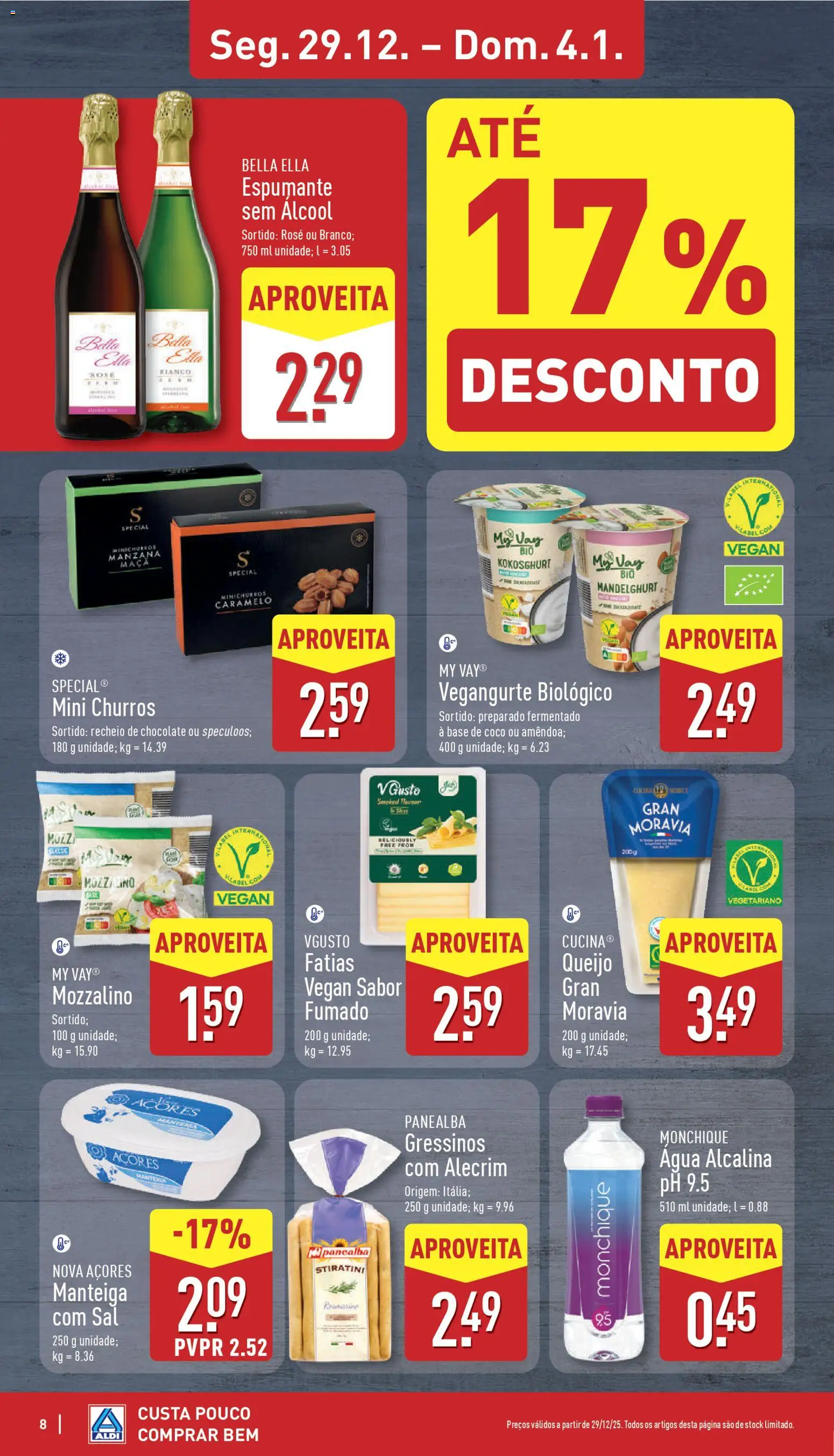 Aldi folheto │ válido de 29.12.2025 | Página: 8 | Produtos: Agua, Espumante, Base, Chocolate
