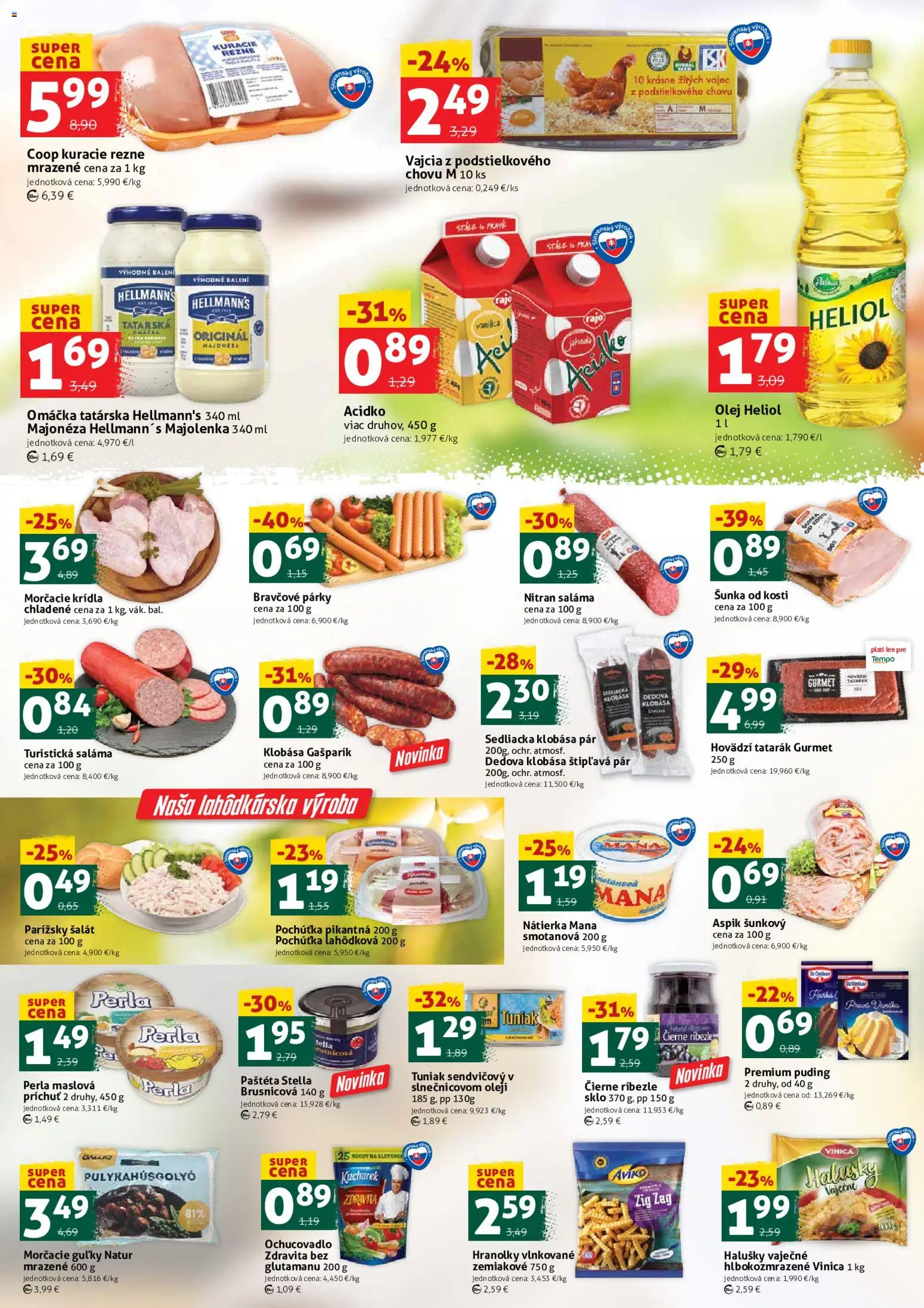 Nové COOP Jednota akcie – leták je platný od 27.02.2026 | Strana: 2 | Produkty: Olej, Tuniak, Klobása, Tatarák