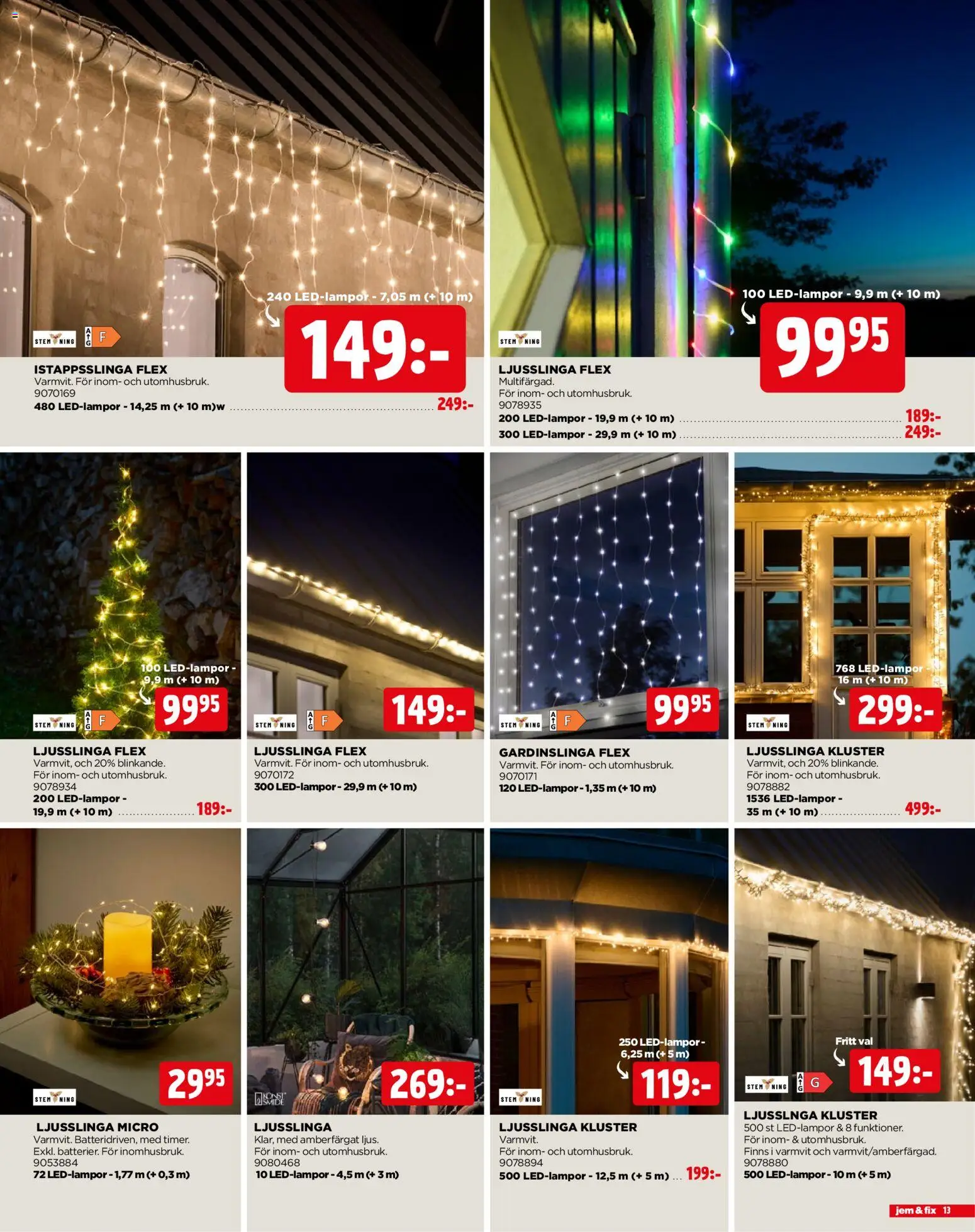 Jem & Fix reklamblad aktuell från 27.10.2025 | Sida: 13 | Produkter: Ljusslinga