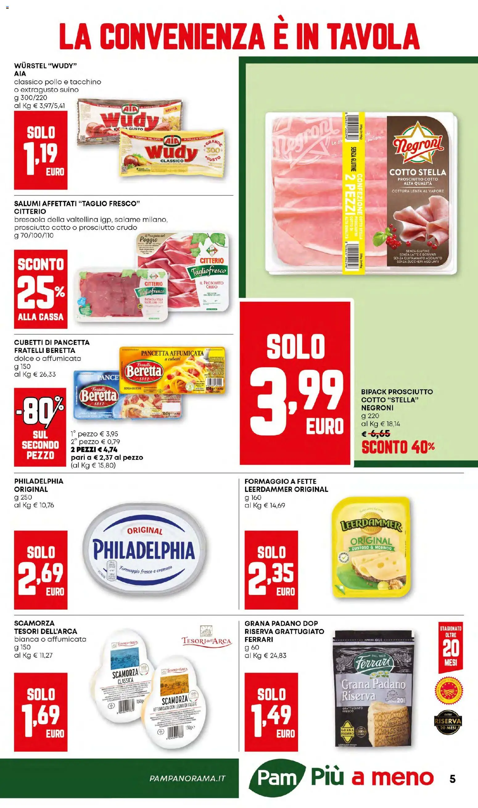 Volantino PAM del 02.01.2026 | Pagina: 5 | Prodotti: Tacchino, Formaggio, Prosciutto, Wurstel