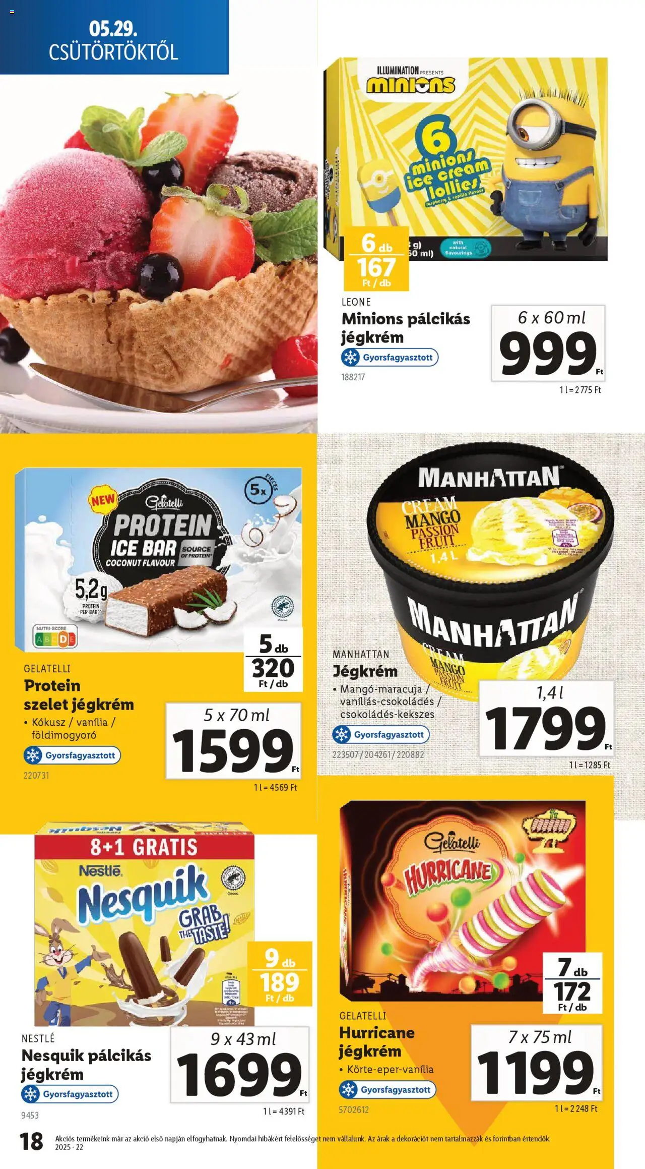 Lidl akciós ujság - amely érvényes a következő dátumtól: 29.05.2025 | Oldal: 18 | Termékek: Protein, Nesquik, Jégkrém, Mangó