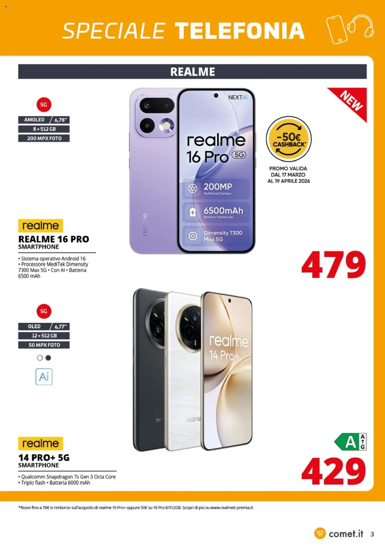 Volantino Comet del 20.03.2026 | Pagina: 3 | Prodotti: Smartphone, Batteria