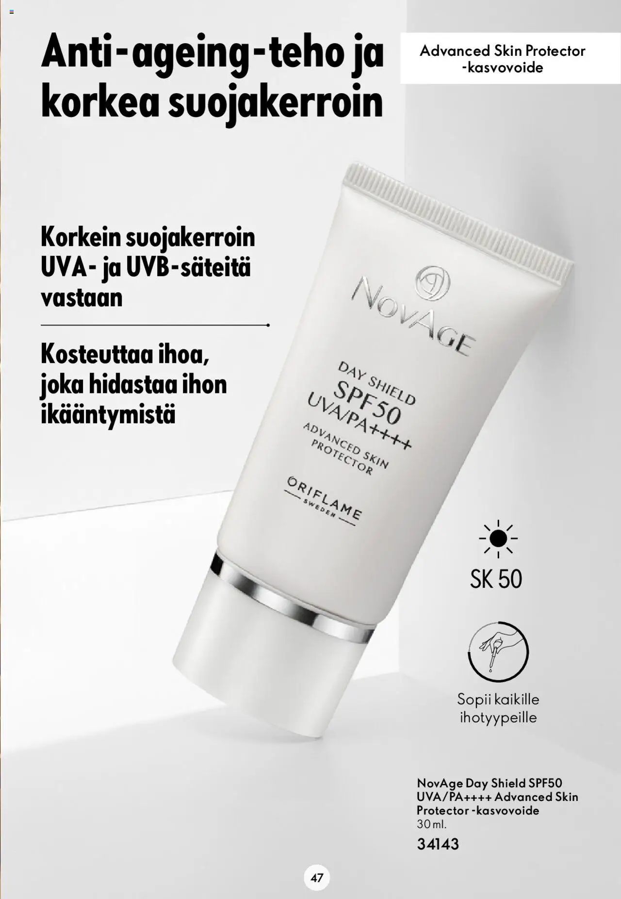 Oriflame Novage+ – voimassa 25.01.2024 alkaen | Sivu: 47 | Tuotteet: Kasvovoide