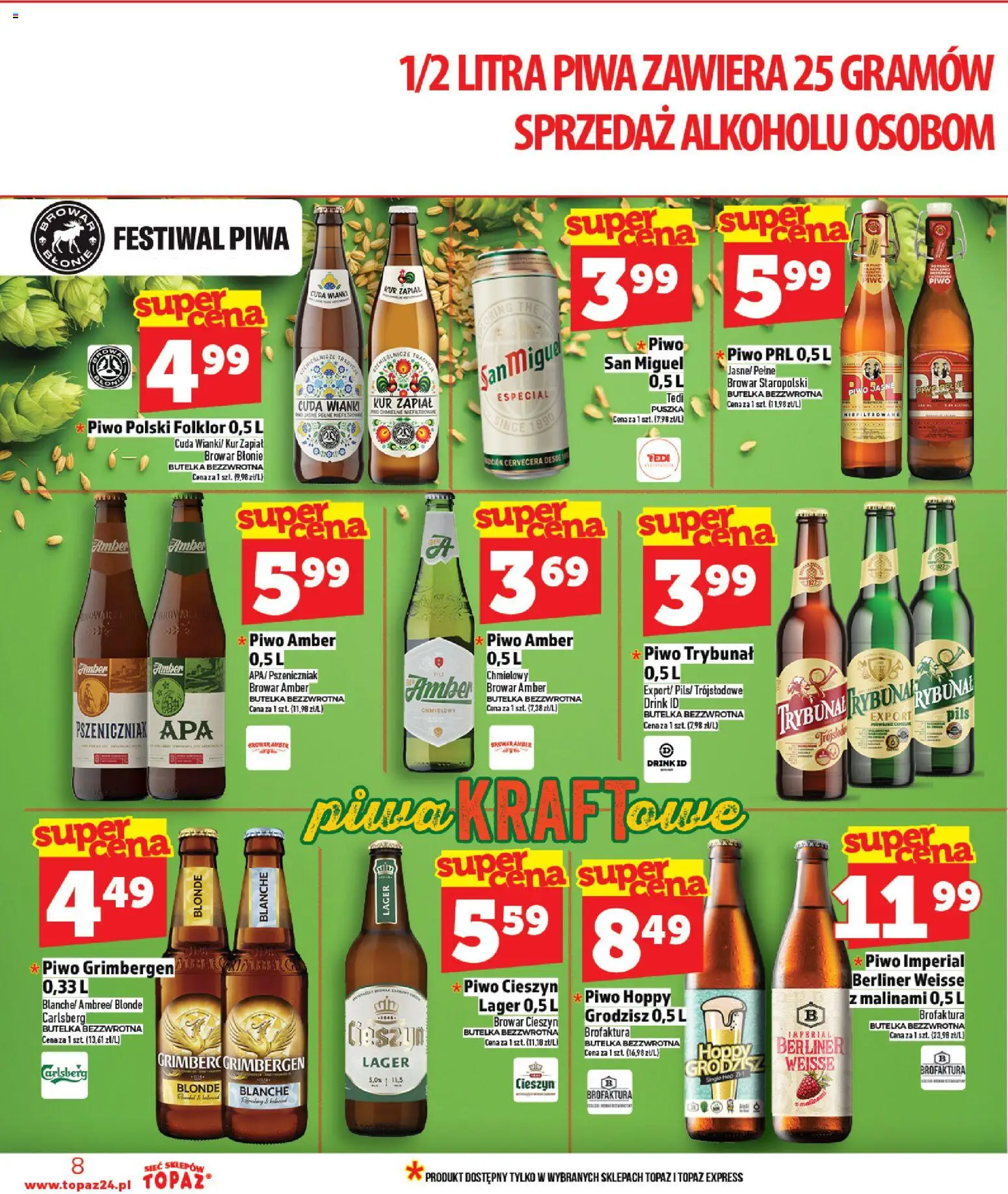 Topaz gazetka - MAZ od 30.04.2026 | Strona: 8 | Produkty: Piwo grimbergen, Piwo