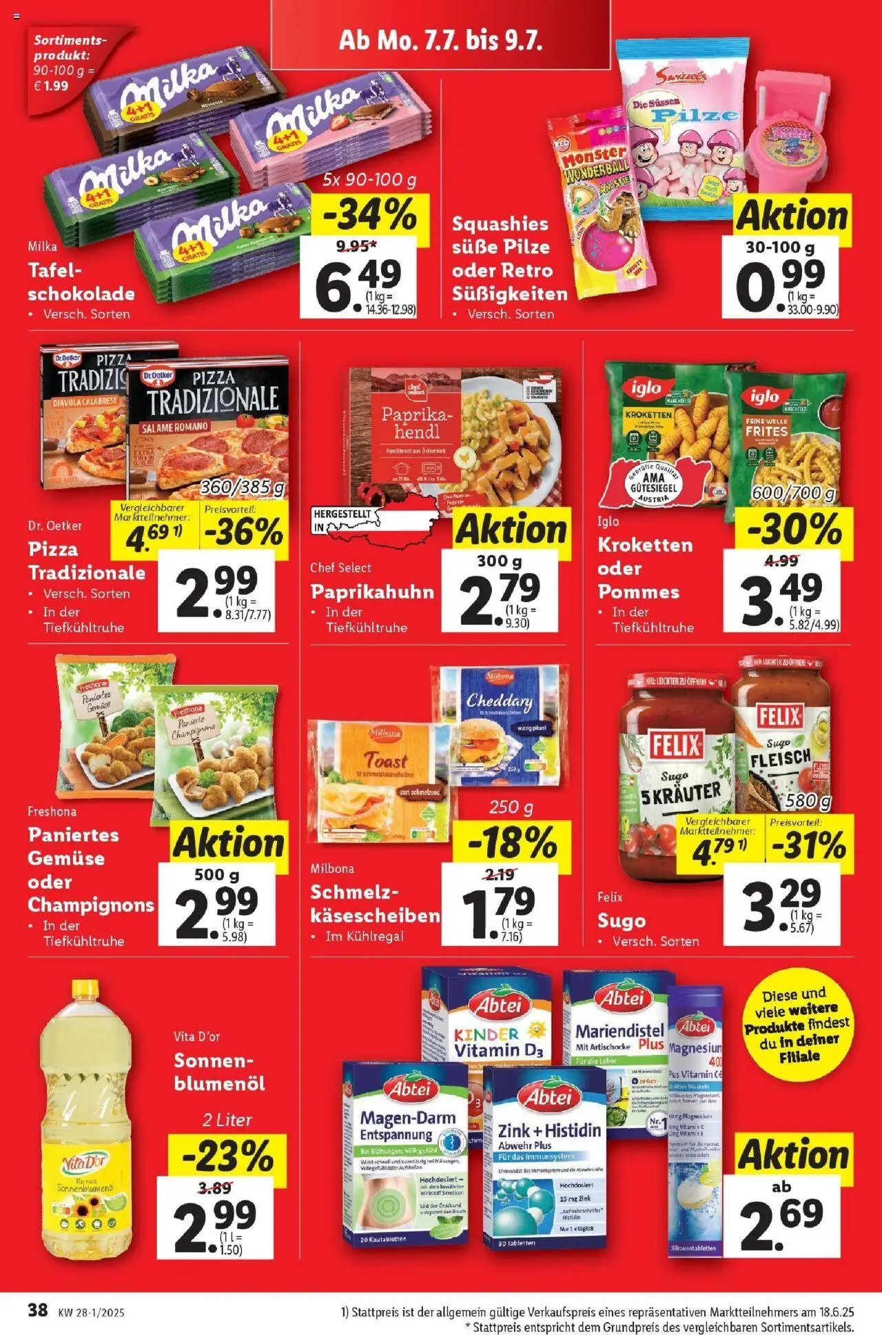 Lidl Flugblatt - Salzburg, Dornbirn, Jenbach gültig ab 02.07.2025 | Seite: 44 | Produkte: Süßigkeiten, Gemüse, Schokolade, Pizza