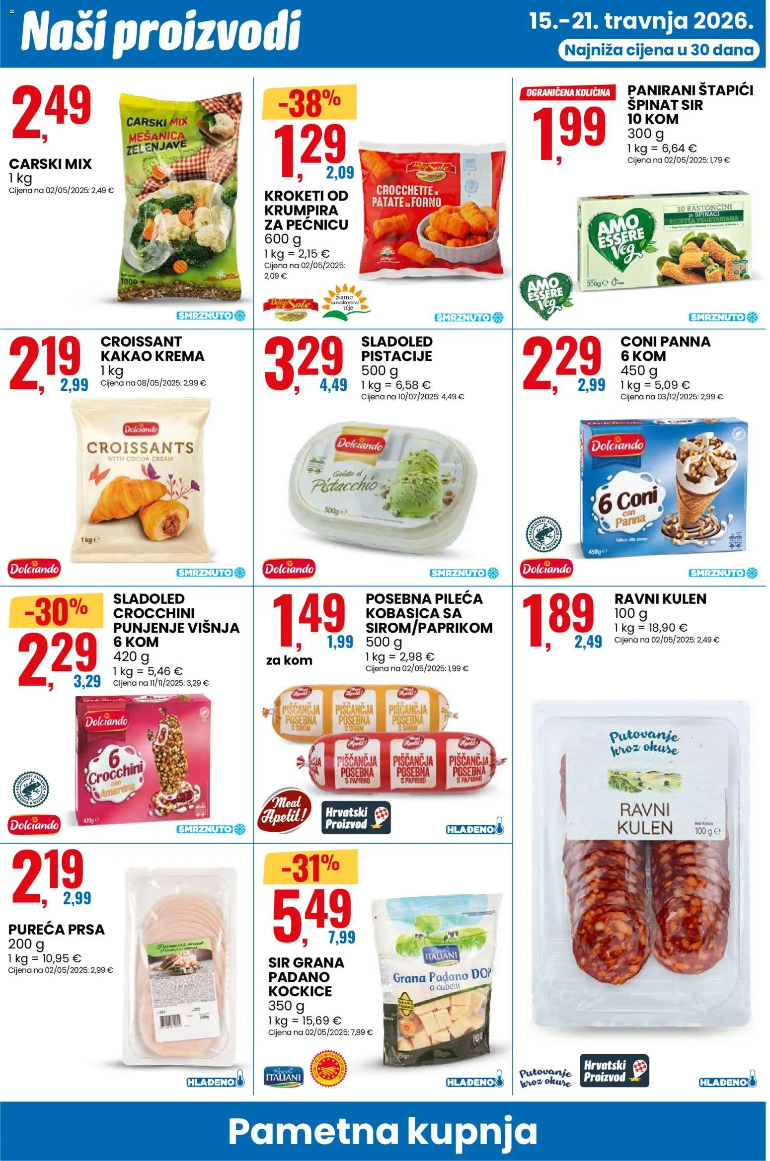 Eurospin katalog | vrijedi od 15.04.2026 | Stranica: 10 | Proizvodi: Špinat, Sir, Kobasica, Kakao