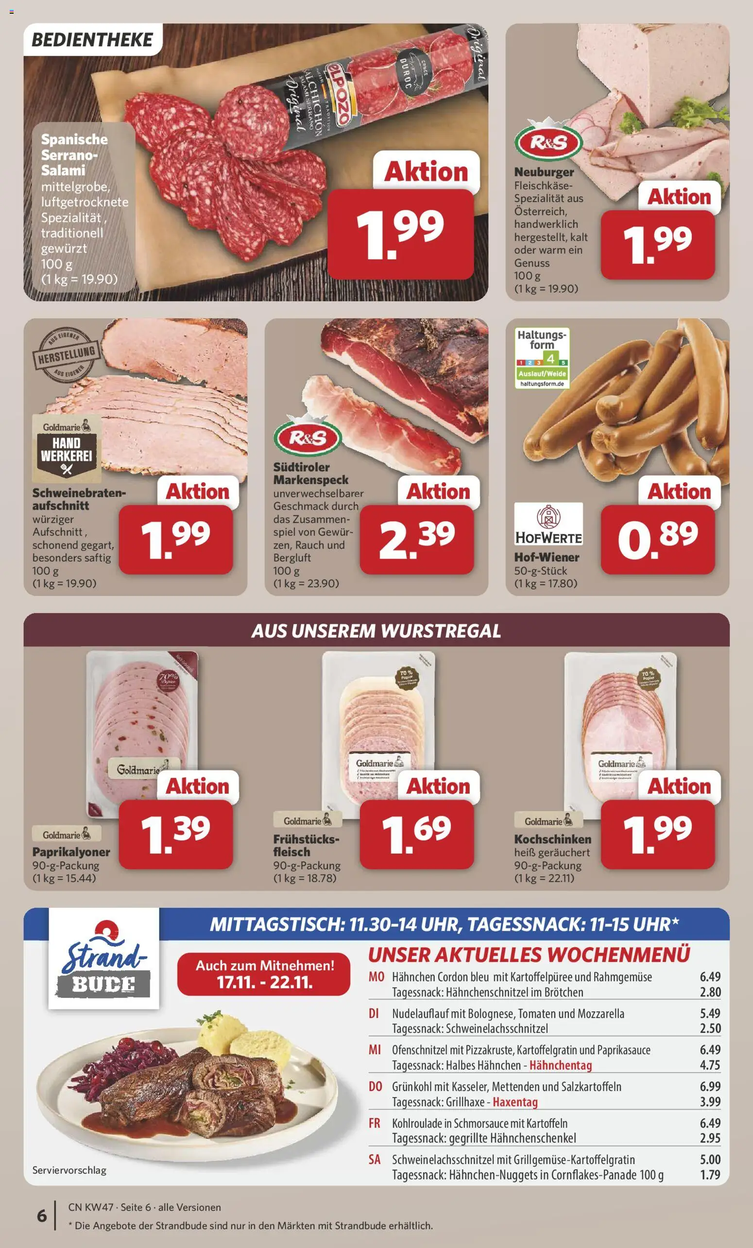 Combi Prospekt 	 – gültig ab 17.11.2025 | Seite: 6 | Produkte: Tomaten, Kartoffeln, Salami, Fleisch