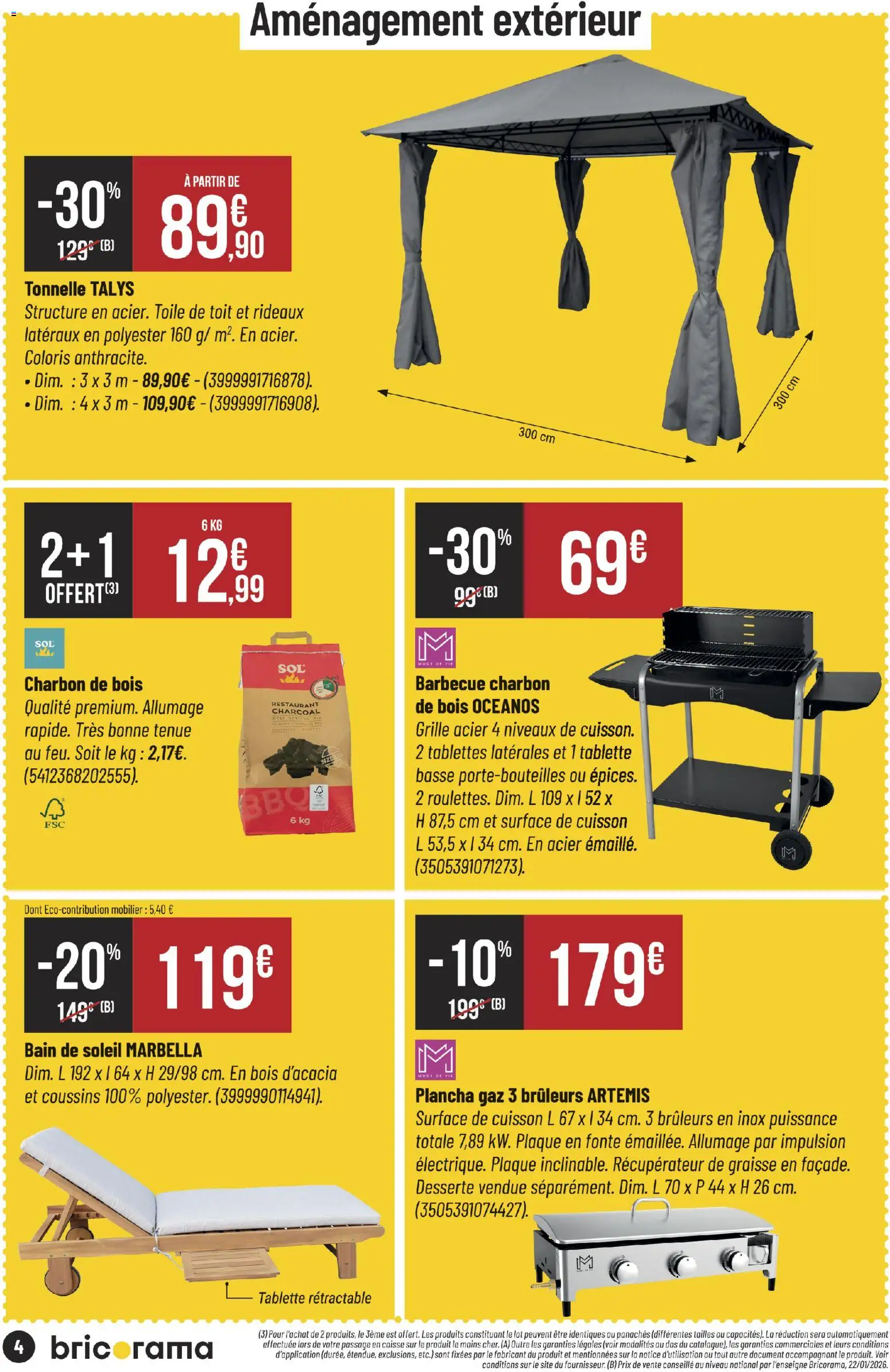 {H1} | Page: 4 | Produits: Tablette, Plancha, Barbecue charbon, Bain de soleil