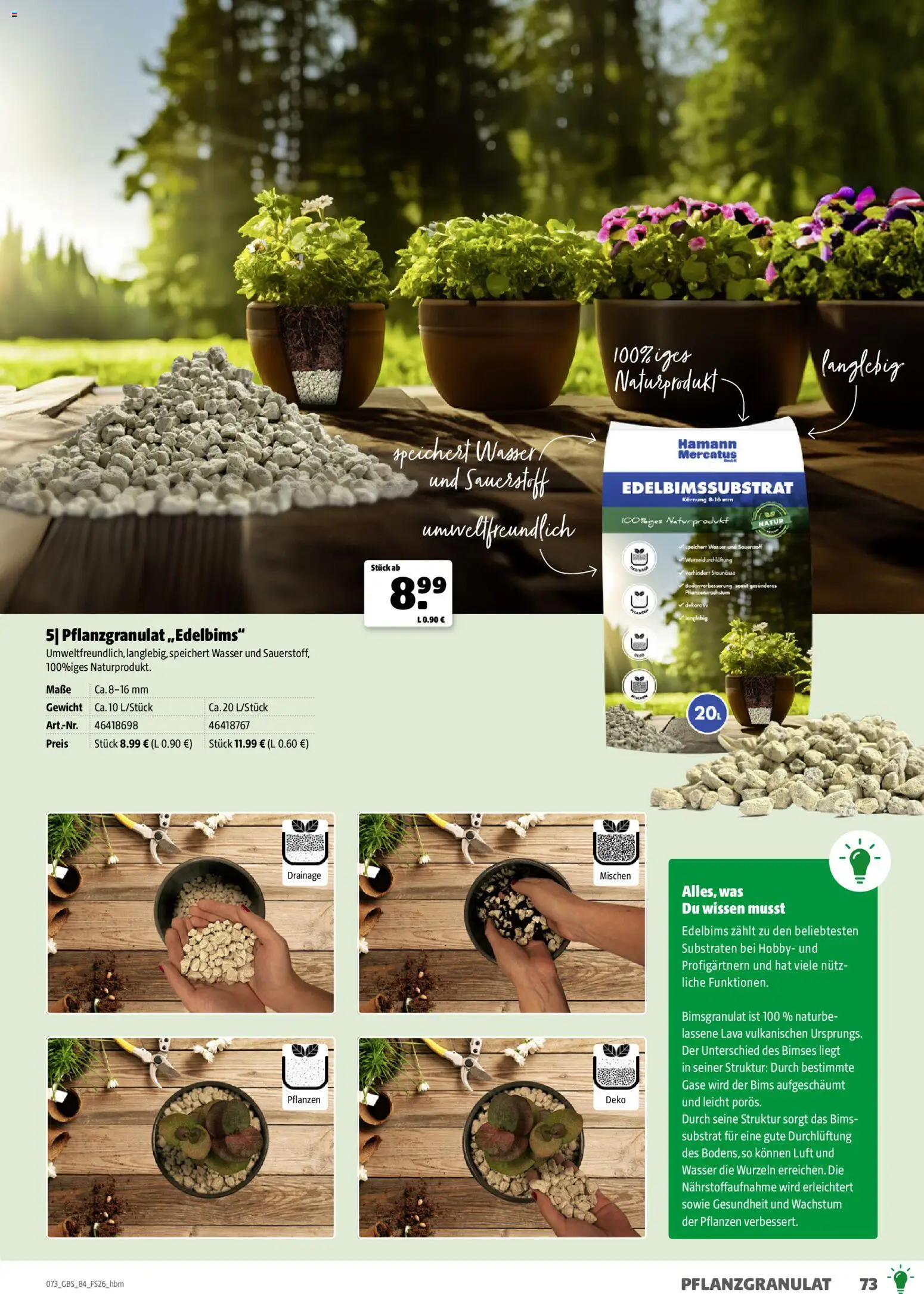 Hagebau Gartenbaustoffsortiment – gültig ab 02.03.2026 | Seite: 73 | Produkte: Gewicht, Wasser