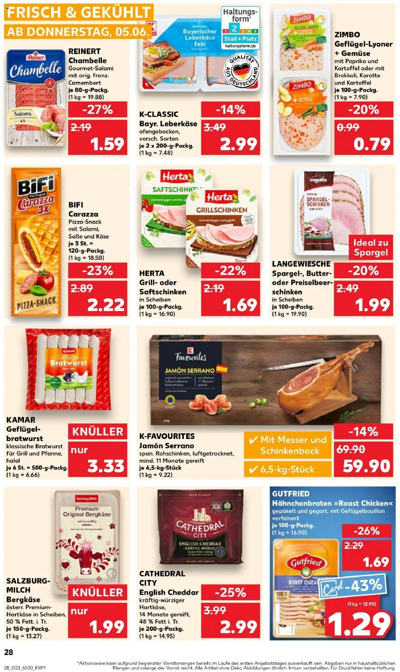 Kaufland prospekt Pasewalk	 - gültig ab dem 09.06.2025 | Seite: 43 | Produkte: Butter, Bratwurst, Schinken, Pizza