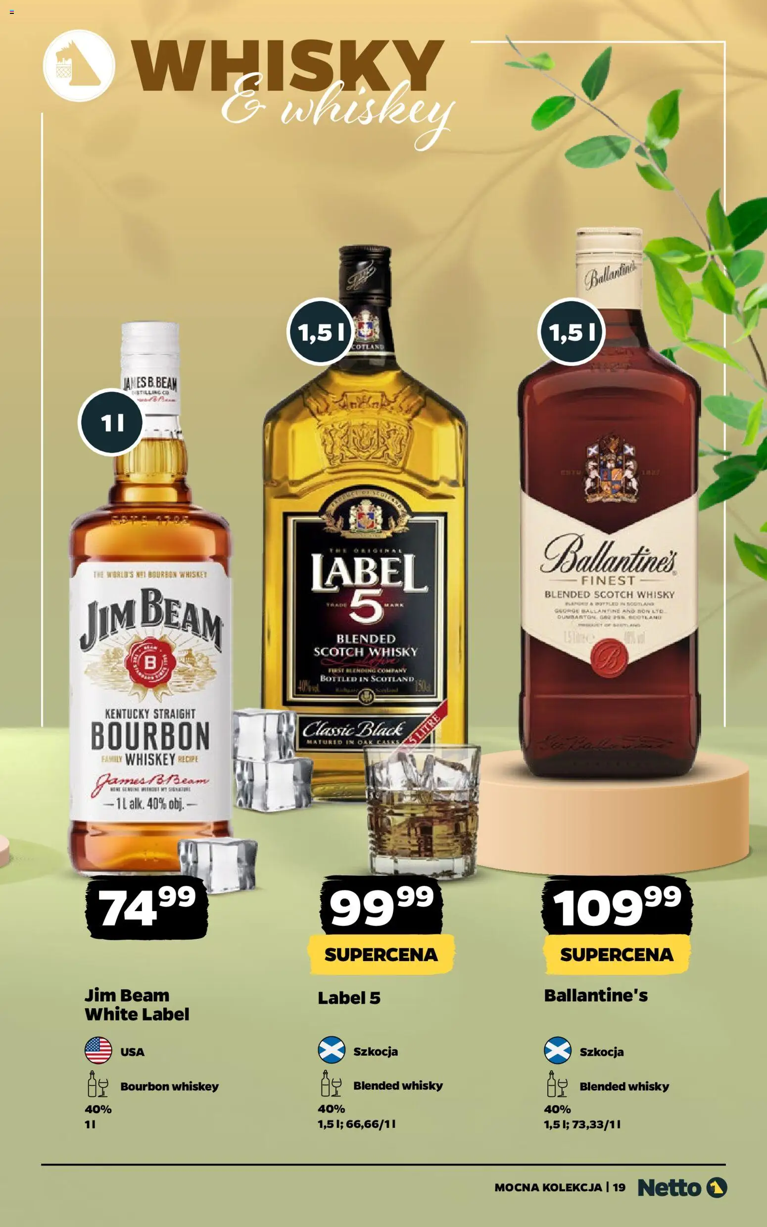 Netto gazetka - Alkohole mocne od 27.04.2026 | Strona: 19 | Produkty: Bourbon, Jim Beam, Whisky