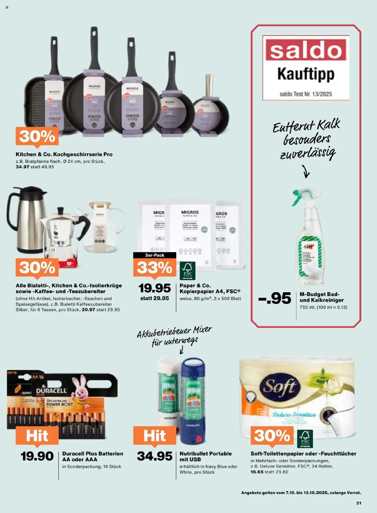 Migros Aktionen – gültig ab 07.10.2025 | Seite: 21 | Produkte: Bad, Kaffee, Mixer, Usb