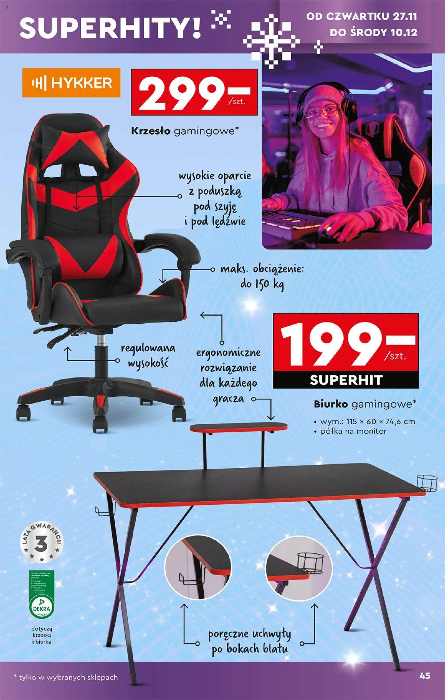 Biedronka Black Friday od 24.11.2025 | Strona: 47 | Produkty: Monitor, Półka, Krzesło, Biurko