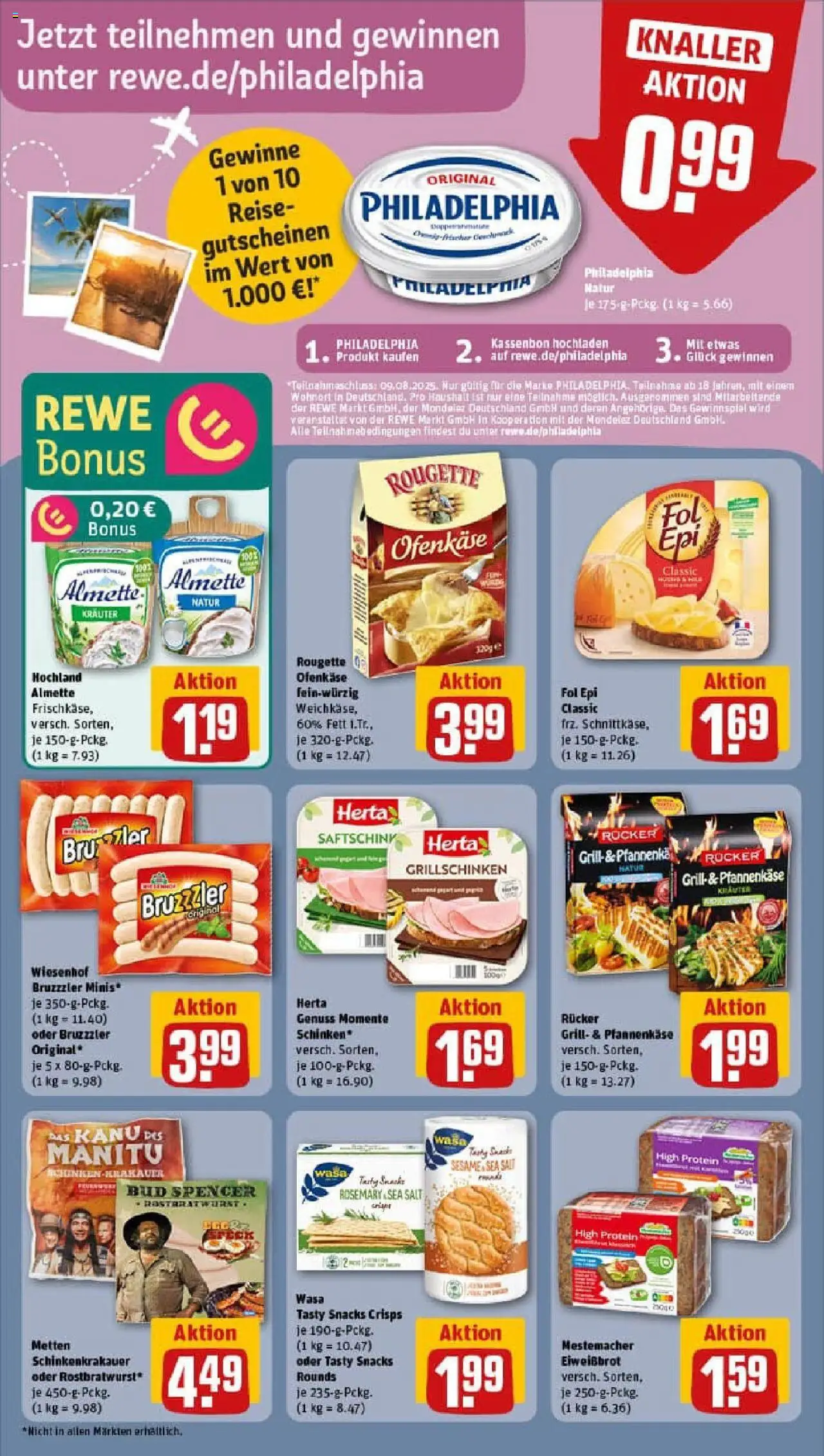 Rewe prospekt Bochum	 - gültig ab dem 03.08.2025 | Seite: 12 | Produkte: Grill, Philadelphia, Rougette ofenkase, Schinken