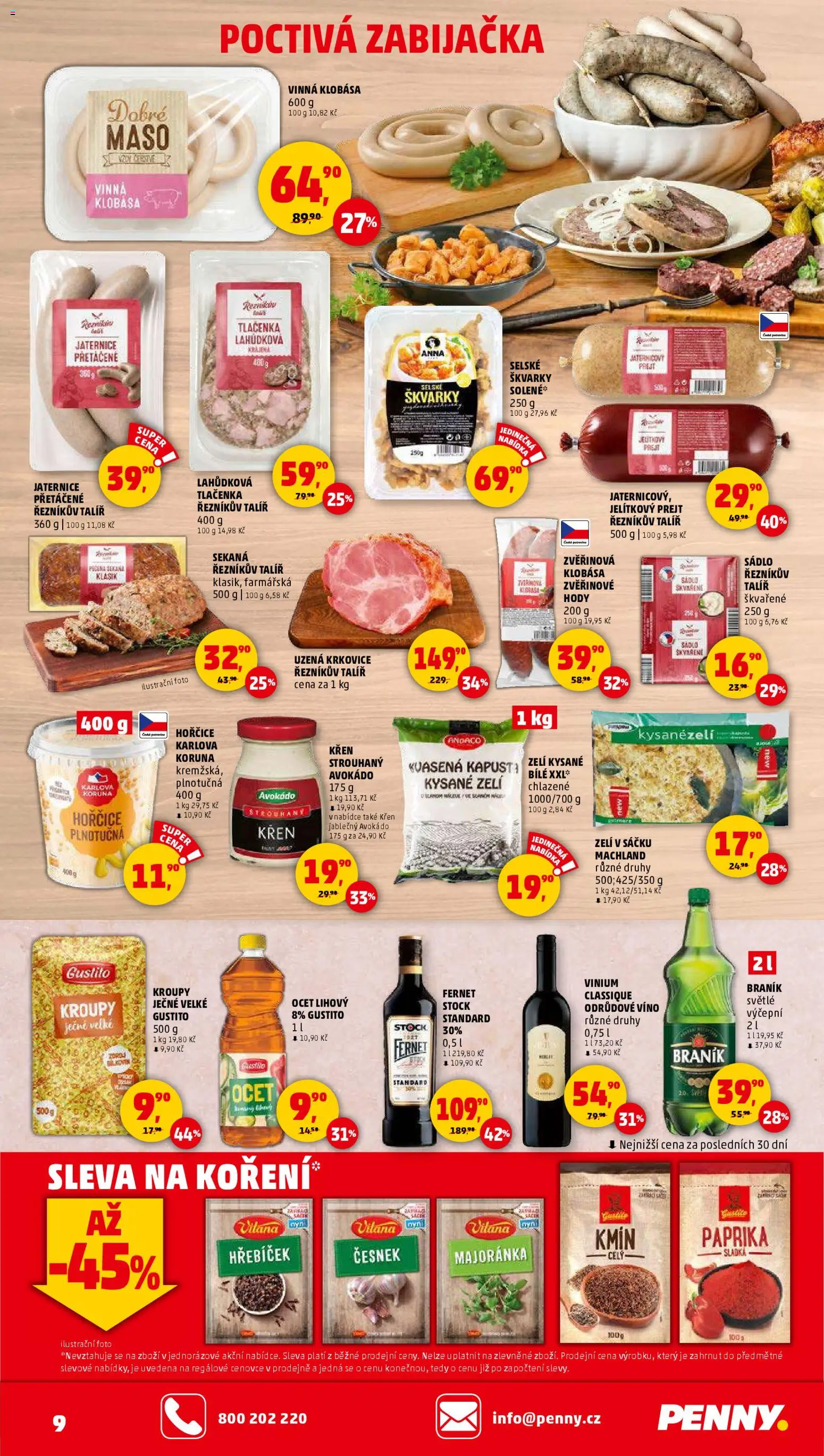 Penny Market leták - Čtvrtečník od 08.01.2026 | Strana: 9 | Produkty: Víno, Klobása, Koření, Česnek