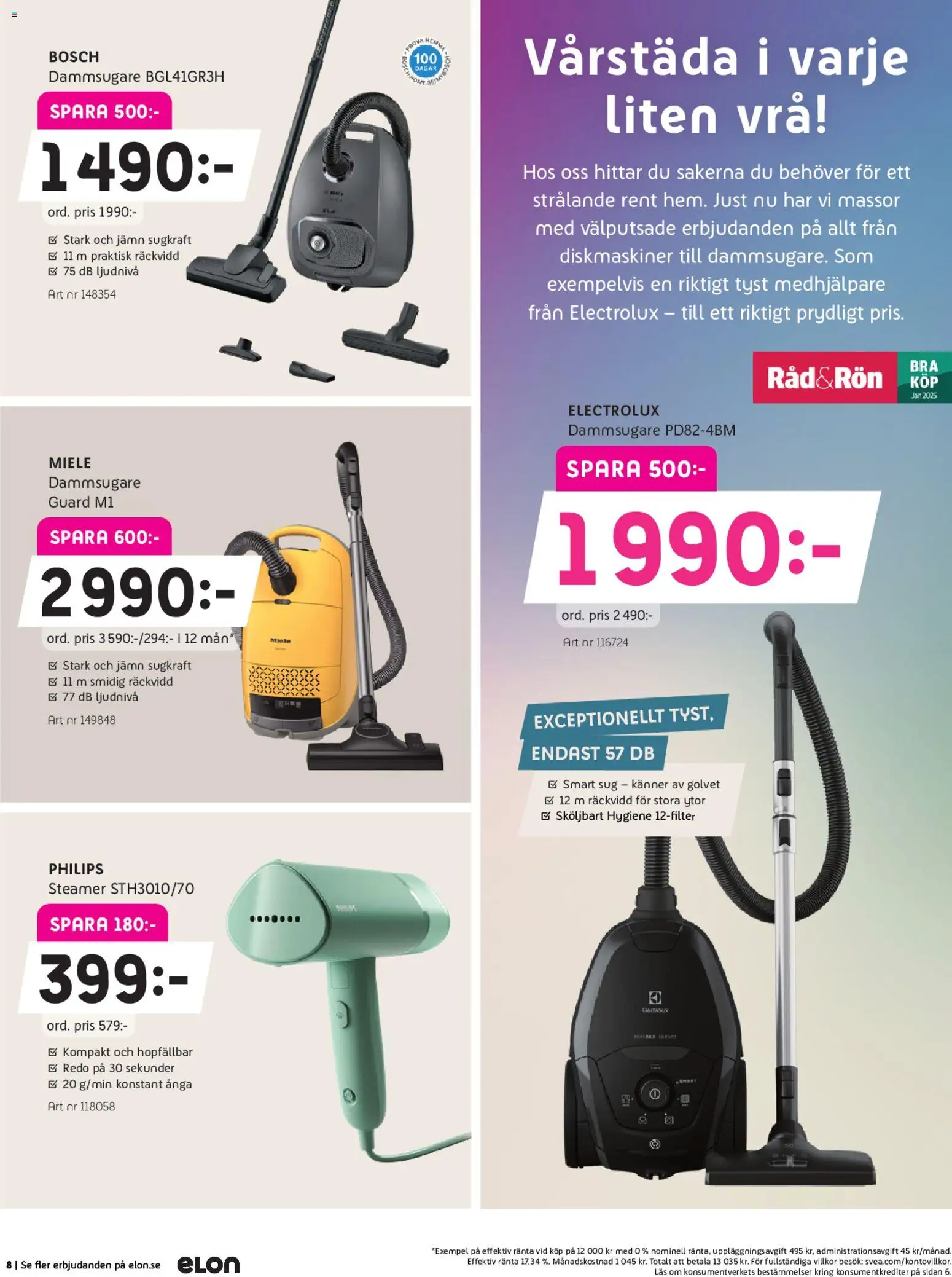 Elon reklamblad aktuell från 27.04.2026 | Sida: 8 | Produkter: Dammsugare