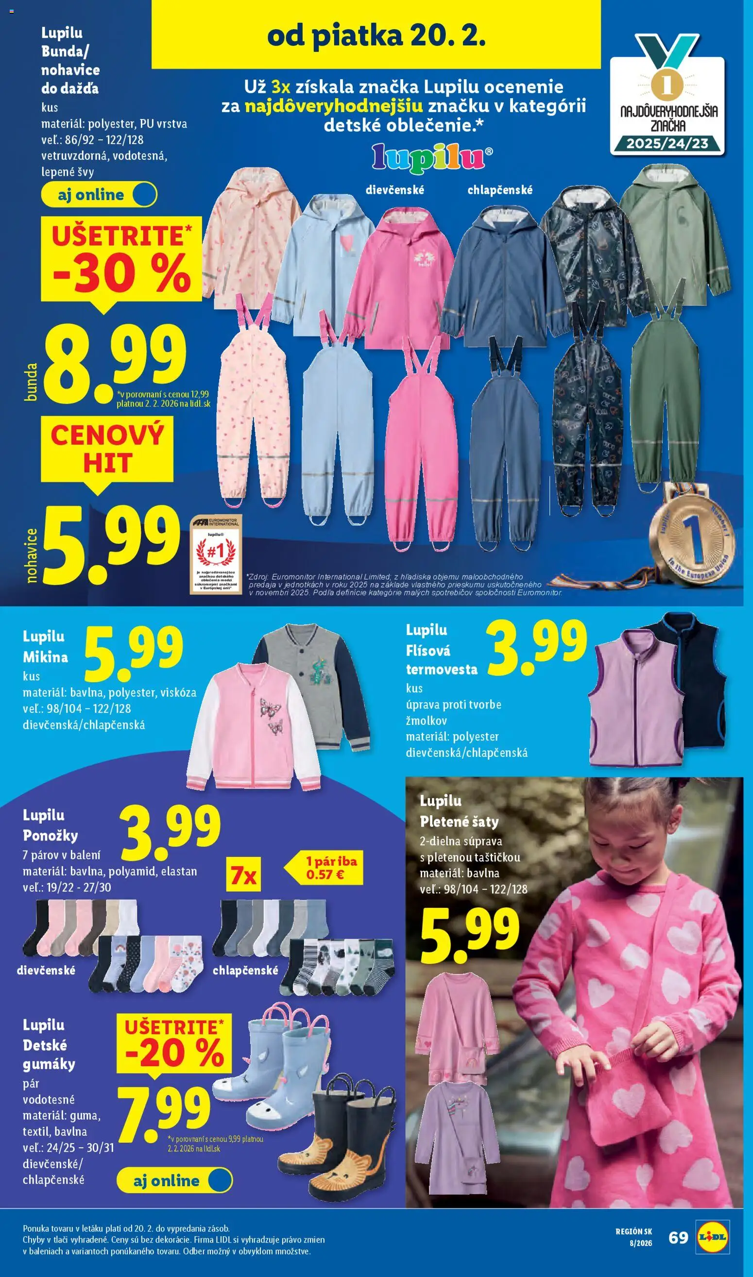 Nové Lidl akcie – leták je platný od 19.02.2026 | Strana: 40 | Produkty: Šaty, Nohavice, Ponožky, Detské oblečenie