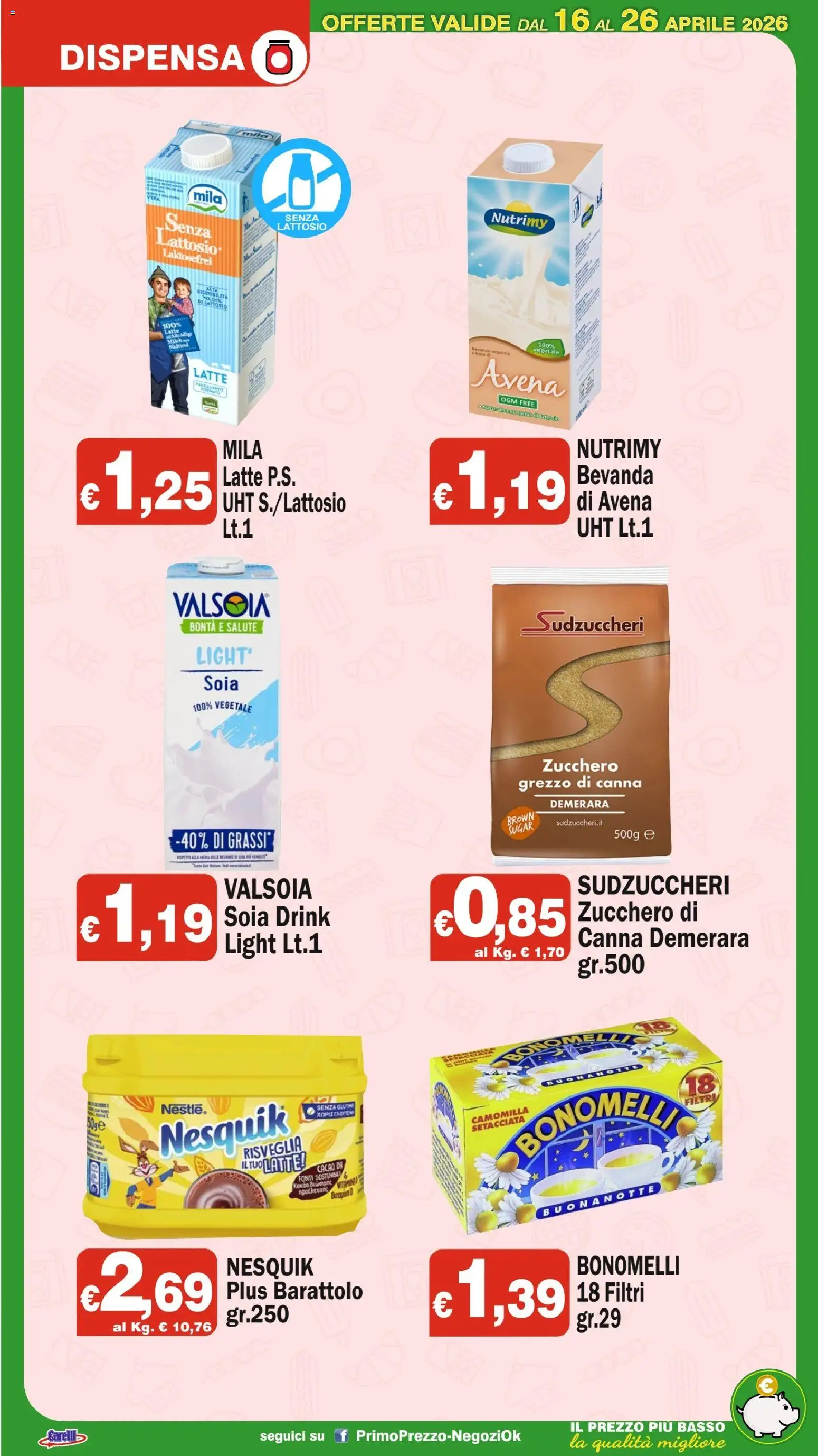 Volantino Primo Prezzo del 16.04.2026 | Pagina: 5 | Prodotti: Zucchero, Latte, Cacao