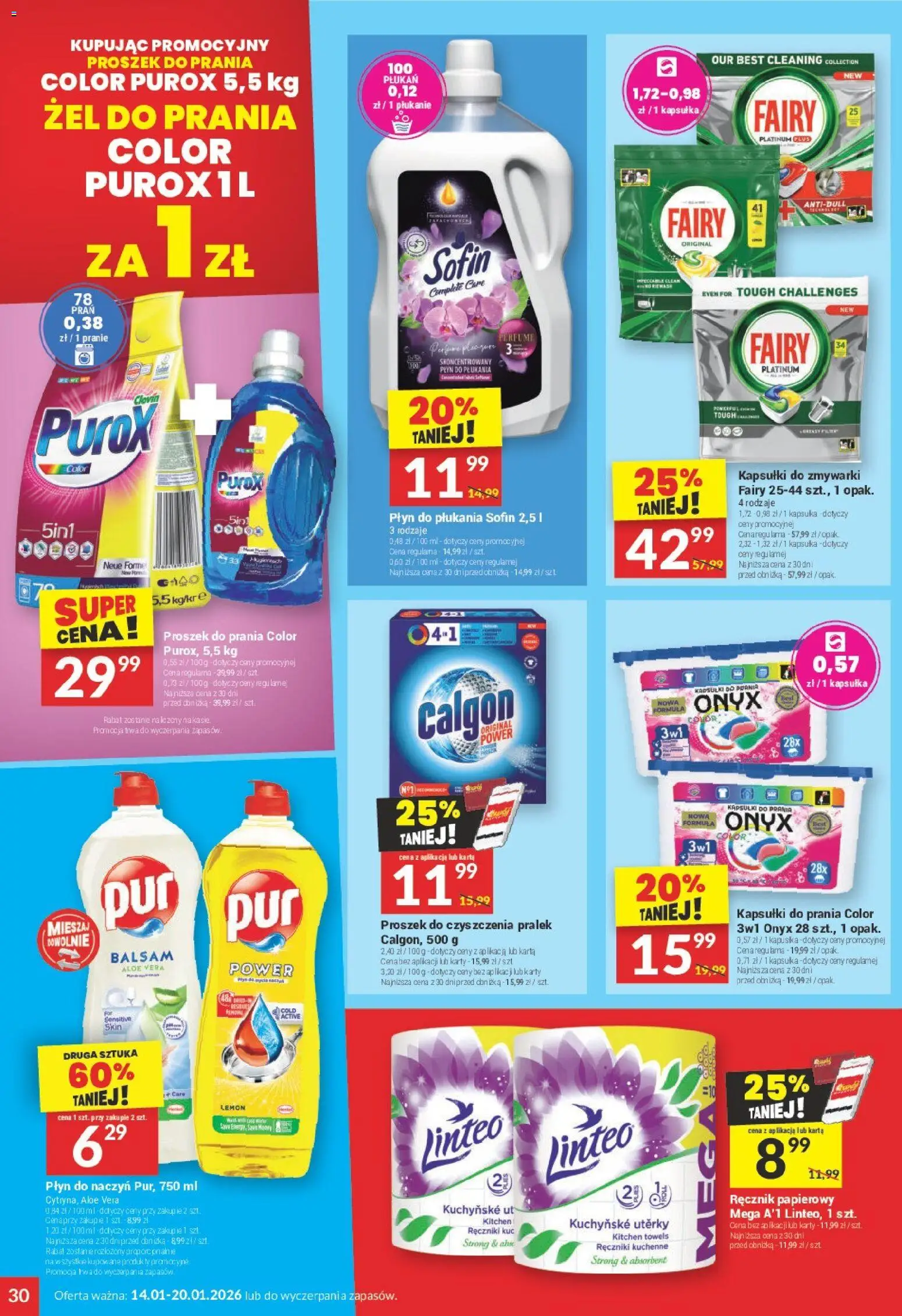 Twój Market Gazetka od 14.01.2026 | Strona: 30 | Produkty: Karta, Kapsułki do prania, Ręcznik papierowy, Kapsułki do zmywarki