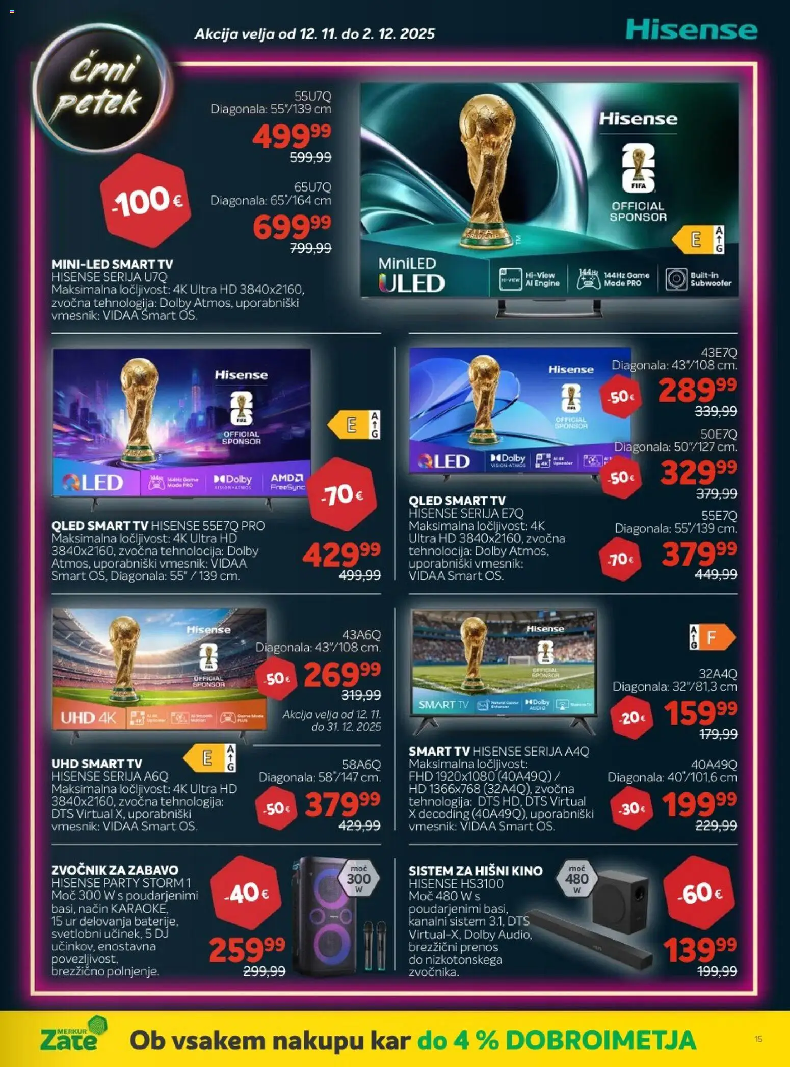 Novi Merkur katalog ponudbe – veljaven od 12.11.2025 | Stran: 15 | Izdelki: Tv, Audio, Zvocnik