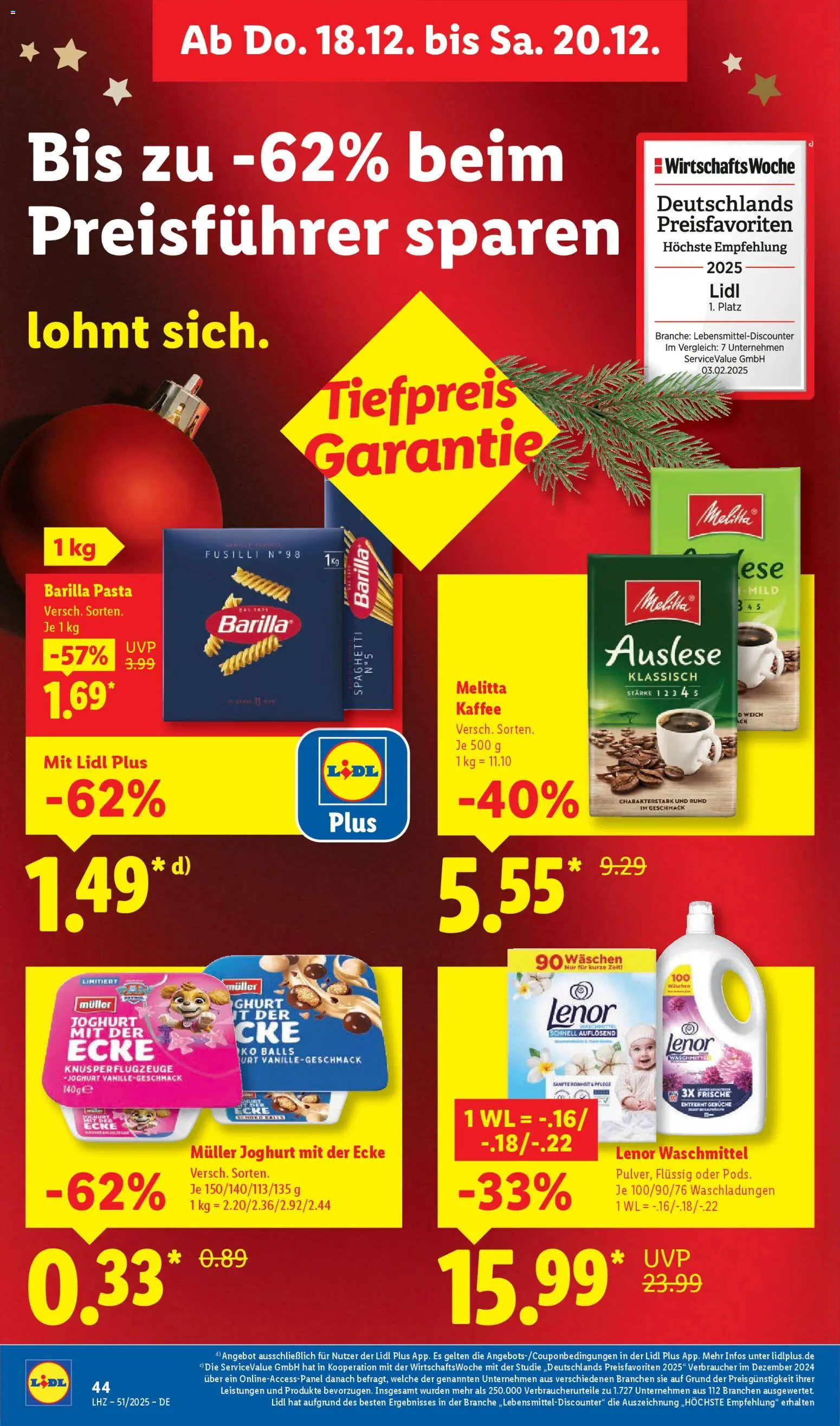 Lidl Prospekt Traunreut – gültig ab 15.12.2025 | Seite: 64 | Produkte: Melitta, Joghurt, Barilla, Pasta