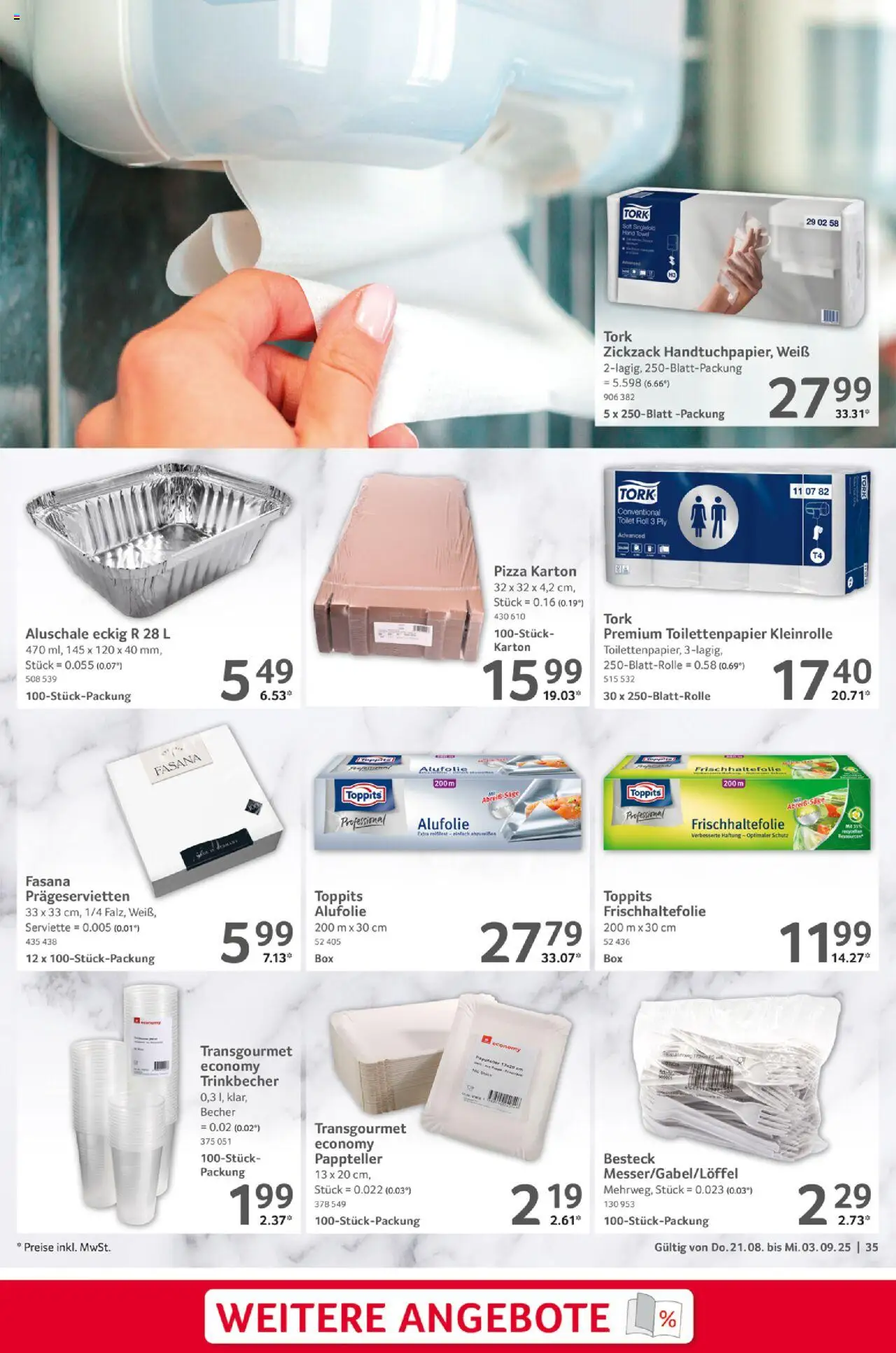 Selgros Gastronomie - gültig ab dem 21.08.2025 | Seite: 35 | Produkte: Pizza, Toilettenpapier
