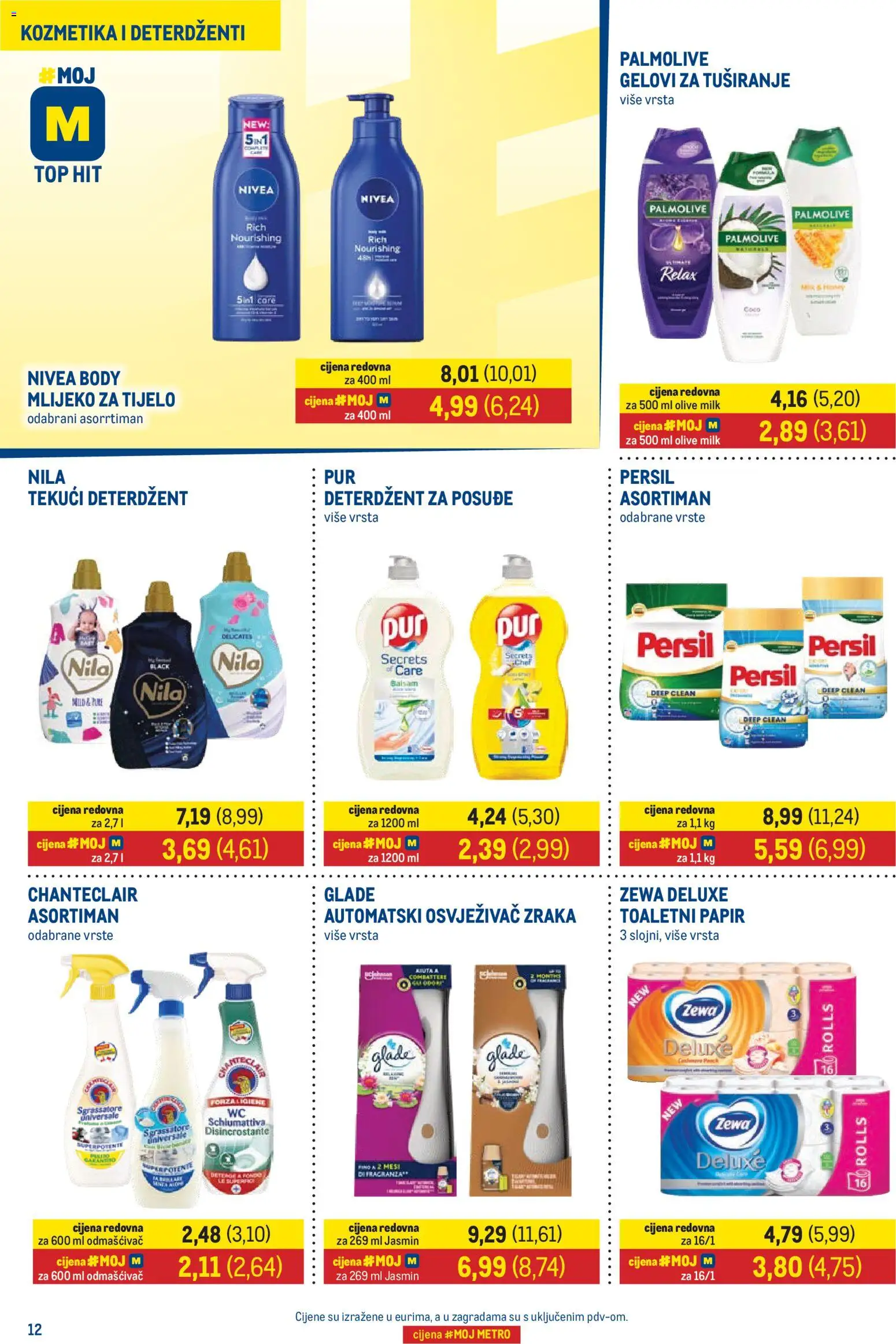 Metro katalog | vrijedi od 01.04.2026 | Stranica: 12 | Proizvodi: Mlijeko za tijelo, Nila, Zewa, Tekući deterdžent