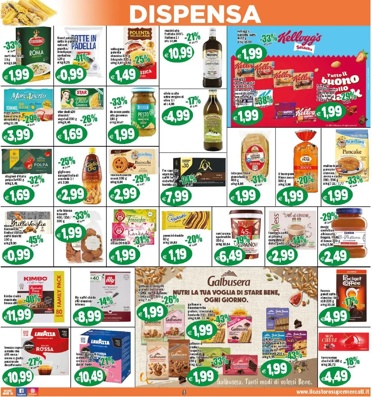 Volantino Il Castoro del 17.10.2025 | Pagina: 5 | Prodotti: Biscotti, Anacardi, Pesto, Tonno