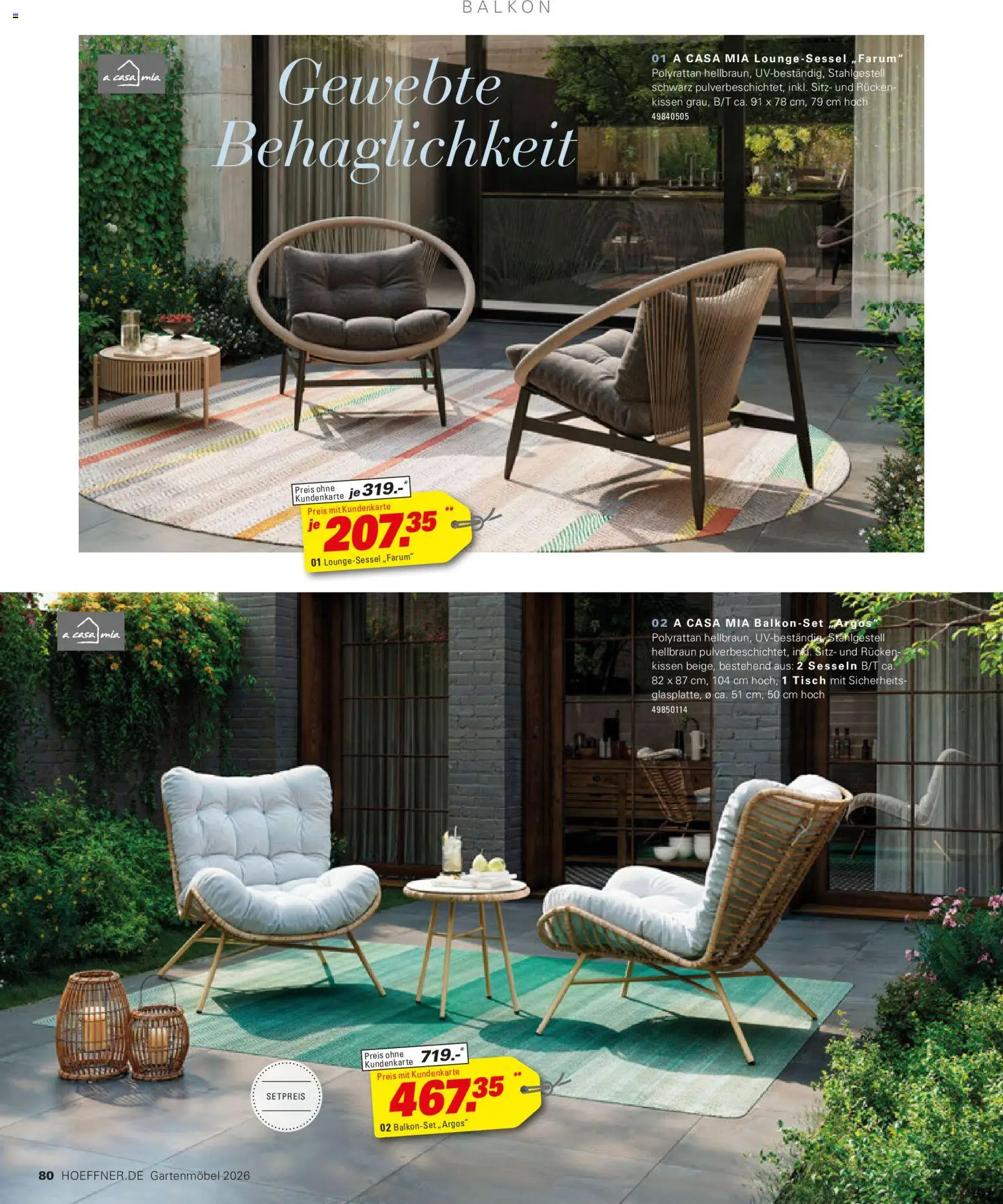 Höffner Prospekt Gartenmöbel – gültig ab 27.03.2026 | Seite: 80 | Produkte: Kissen, Tisch, Gartenmöbel