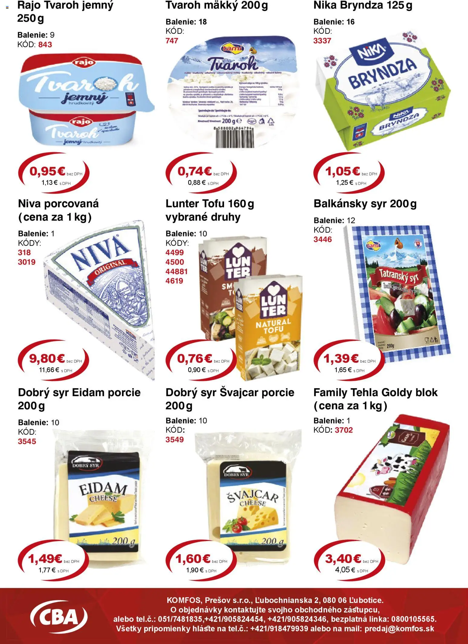 Nové CBA Komfos akcie – leták je platný od 23.01.2026 | Strana: 4 | Produkty: Syr, Bryndza, Balkánsky syr, Tvaroh