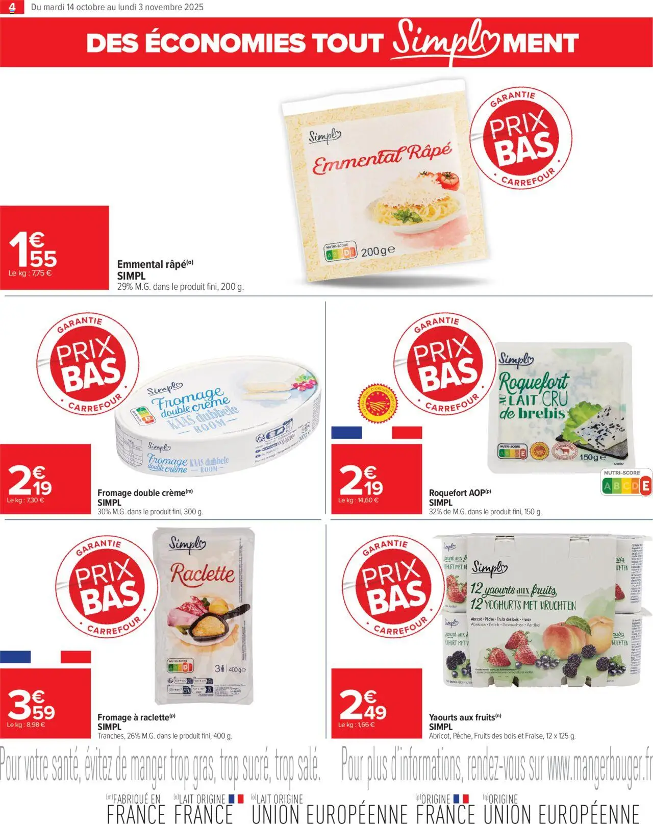 {H1} | Page: 4 | Produits: Yaourts, Lait, Fromage, Crème