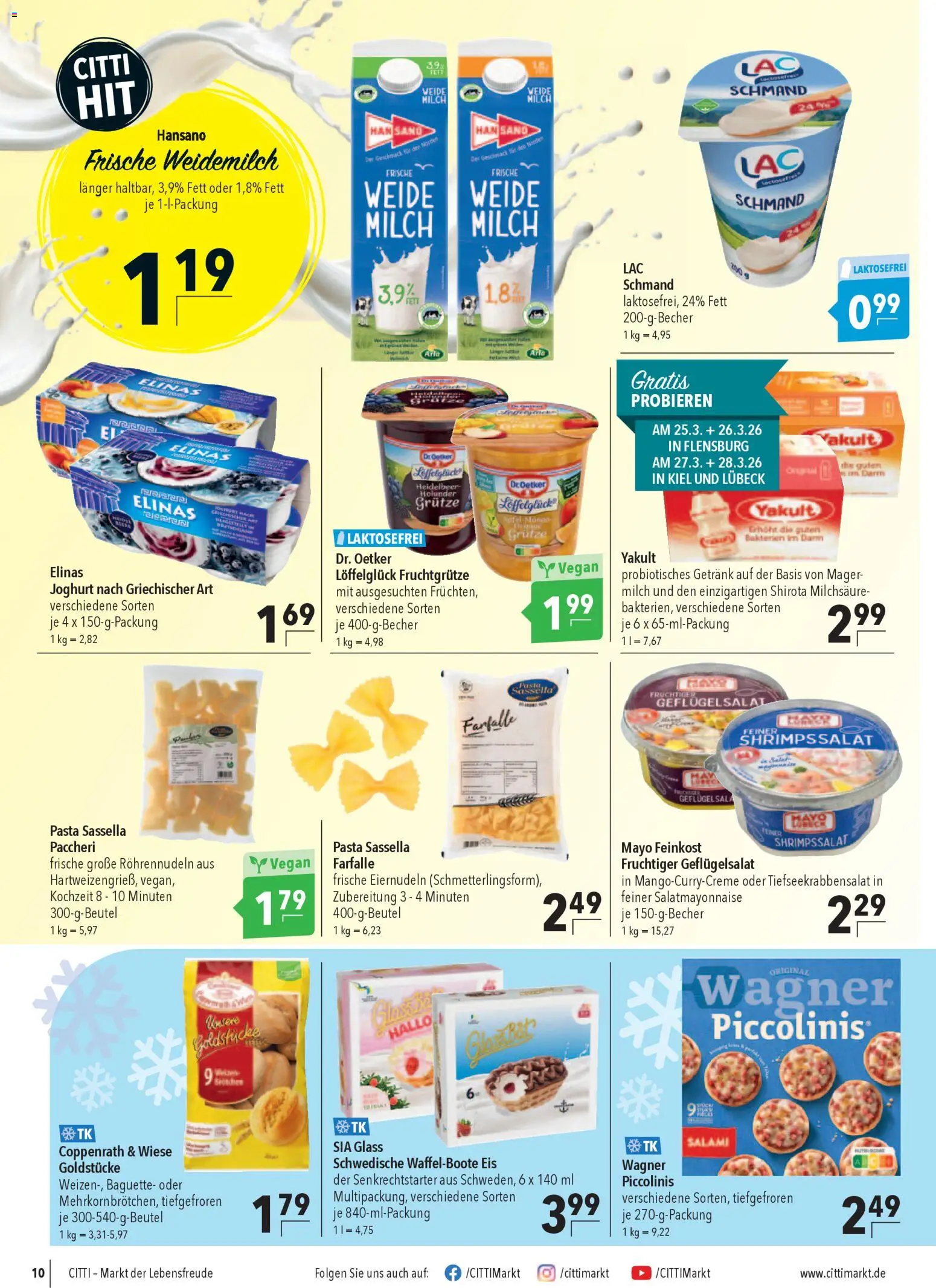 CITTI Markt Prospekt 	 – gültig ab 25.03.2026 | Seite: 10 | Produkte: Milch, Joghurt, Baguette, Mango