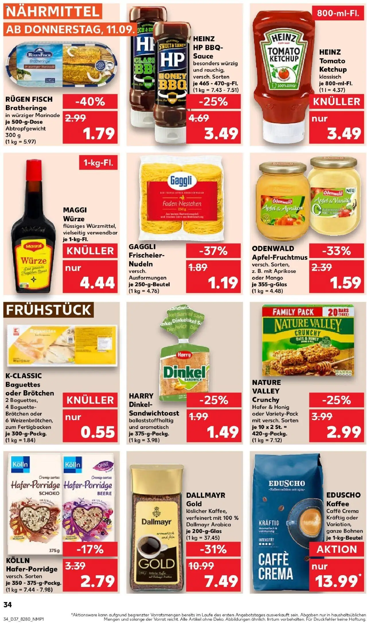Kaufland prospekt Bremerhaven	 – gültig ab 14.09.2025 | Seite: 34 | Produkte: Kolln, Toast, Dallmayr, Nudeln