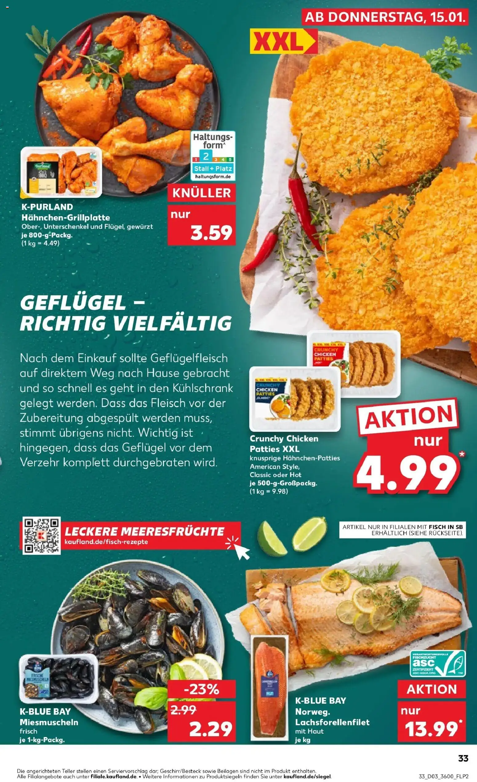 Kaufland prospekt Rodewisch	 – gültig ab 19.01.2026 | Seite: 33 | Produkte: Kühlschrank, Fisch, Meeresfrüchte, Fleisch