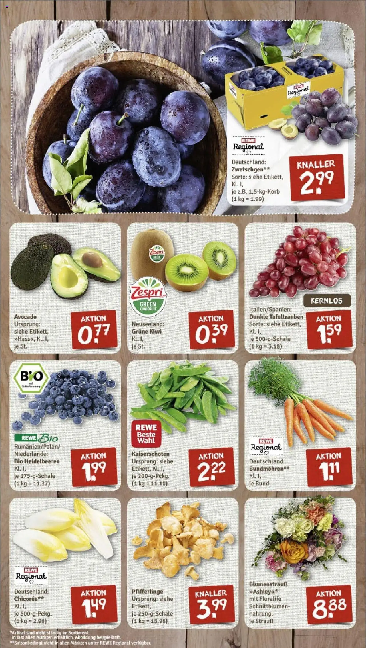 Rewe prospekt Lage	 - gültig ab dem 27.07.2025 | Seite: 5 | Produkte: Zwetschgen, Heidelbeeren, Avocado, Kiwi